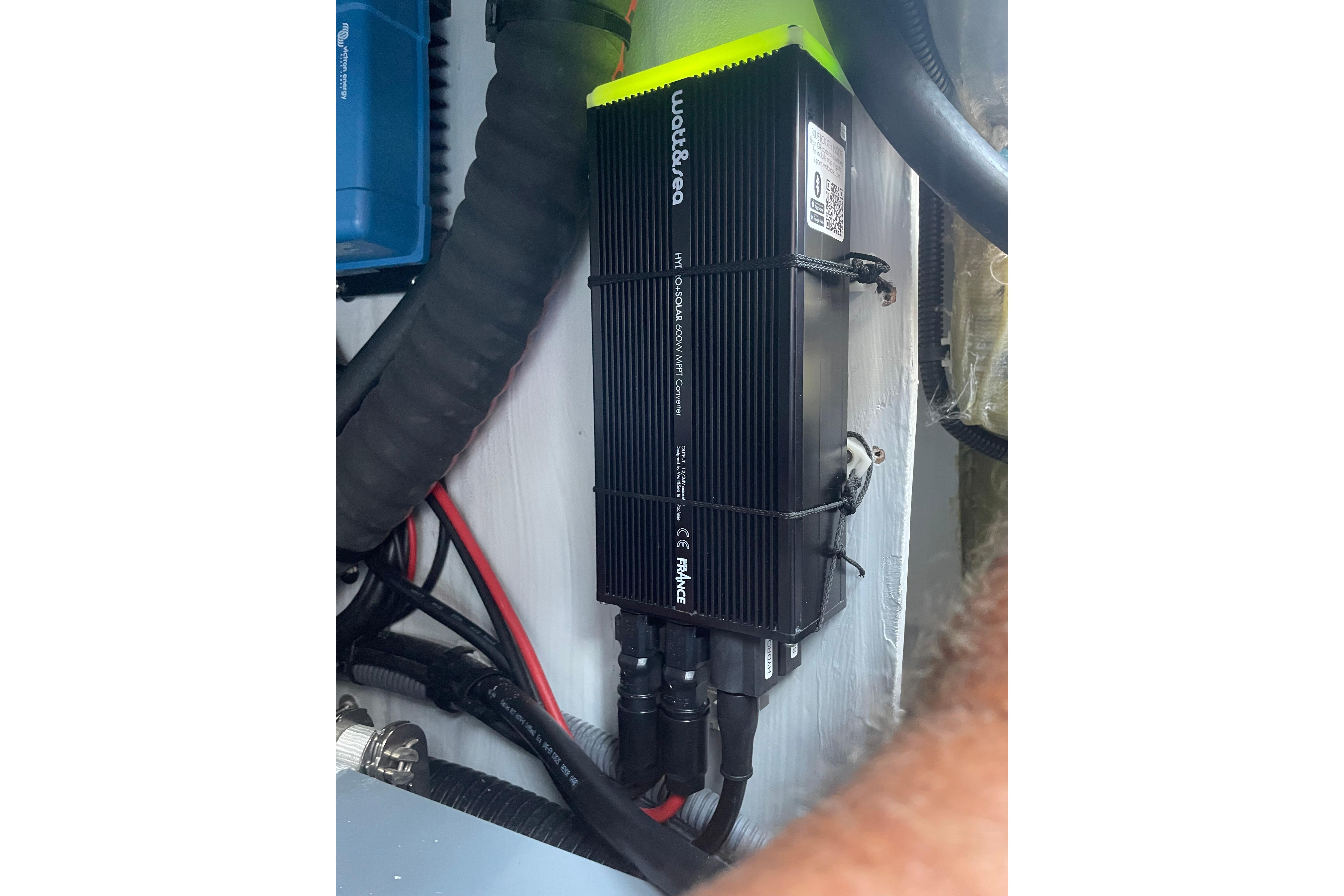 Electrical system components inside a 2020 Fountaine Pajot Saona 47 yacht.