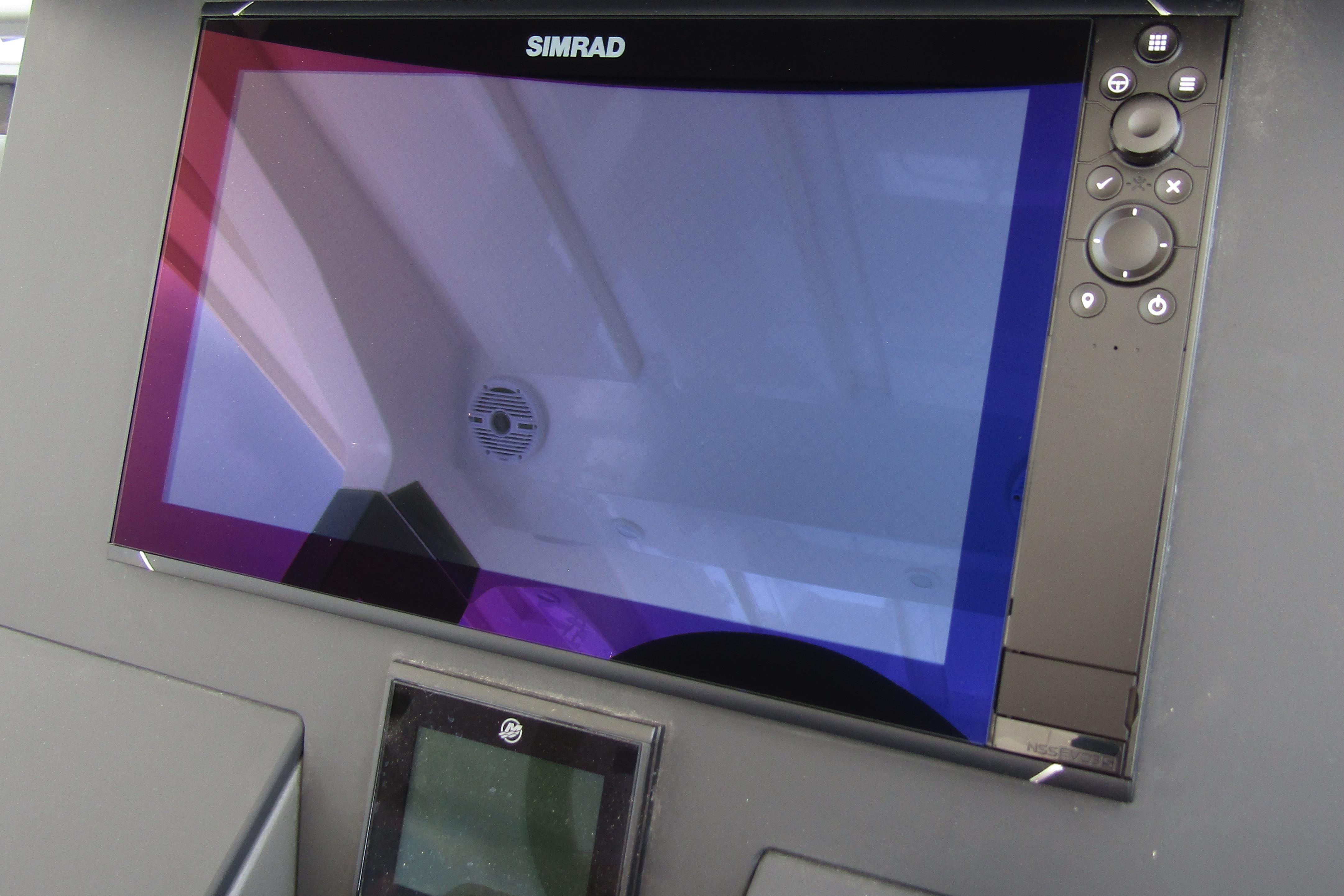 Simrad display on 2025 Nimbus Tender 11 boat dashboard.