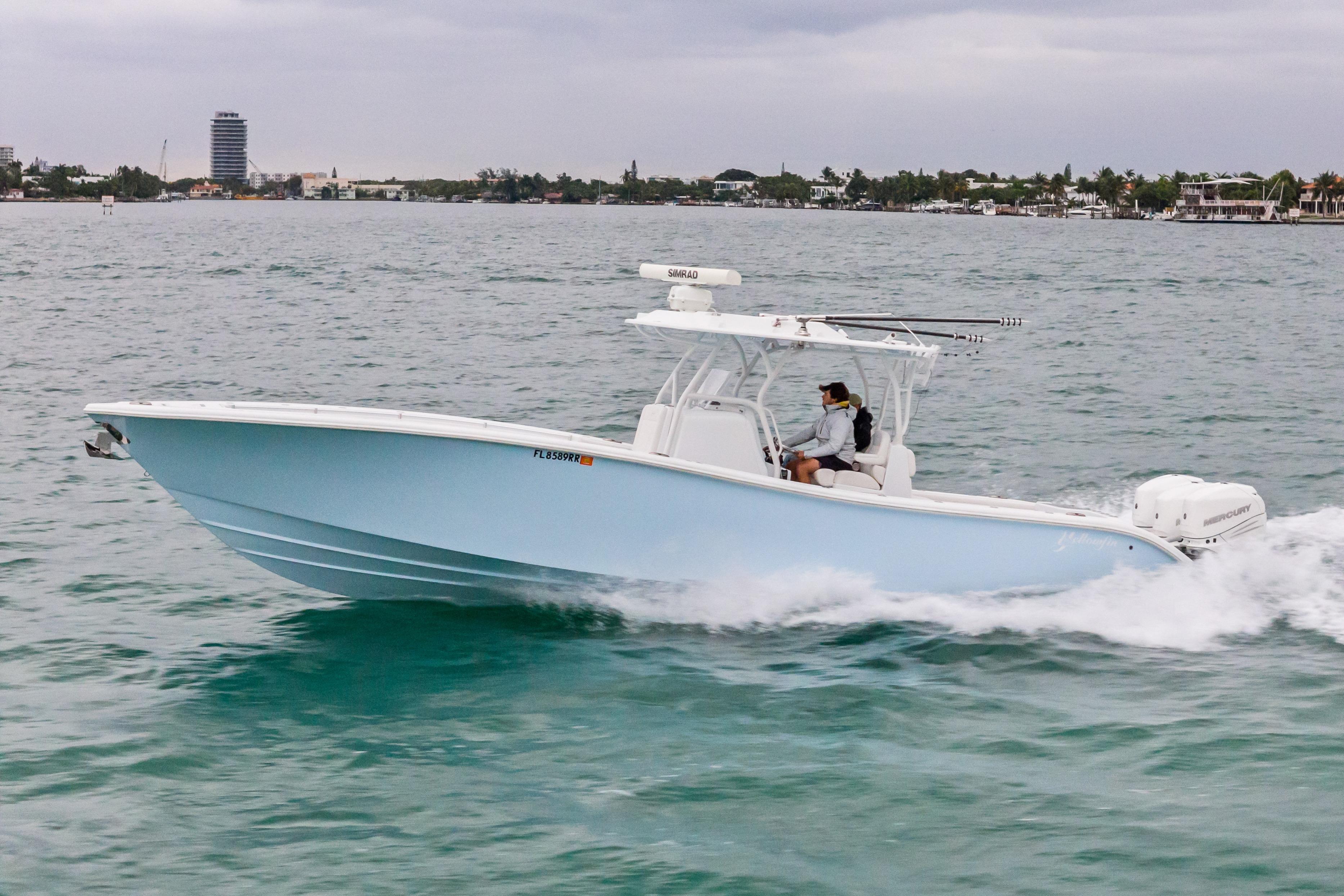 2021 Yellowfin 36 Offshore boat cruising on open water.