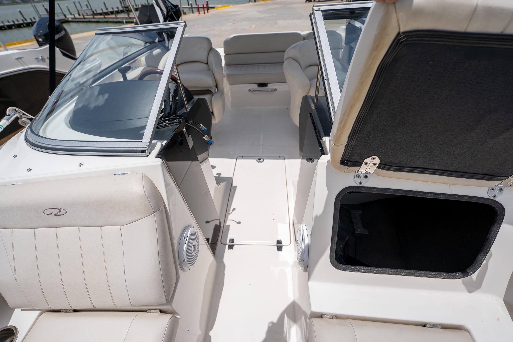 2008 Regal 2000 Bowrider interior with seating and storage compartments.