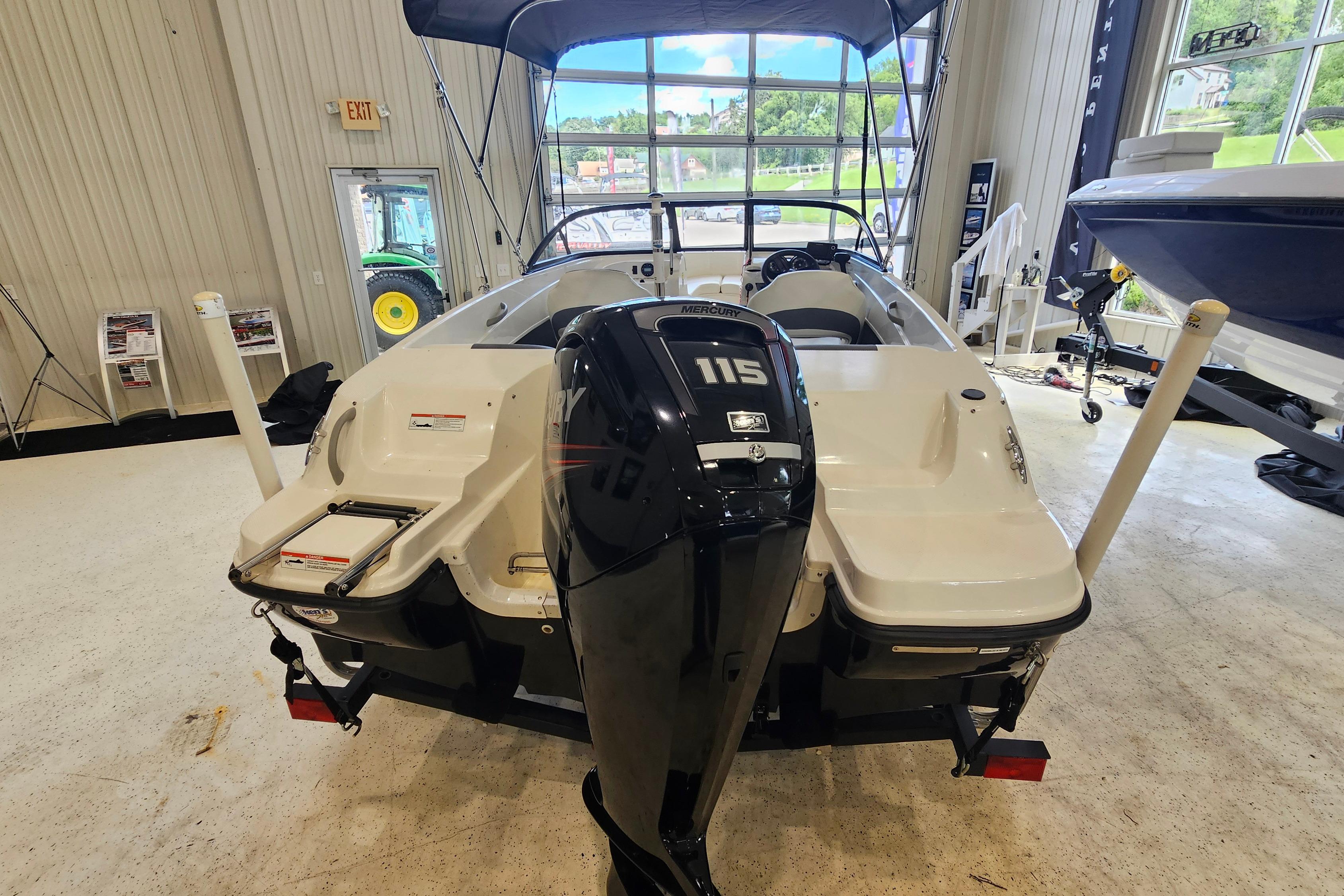 2019 Bayliner 170 Bowrider with Mercury 115 engine in showroom.