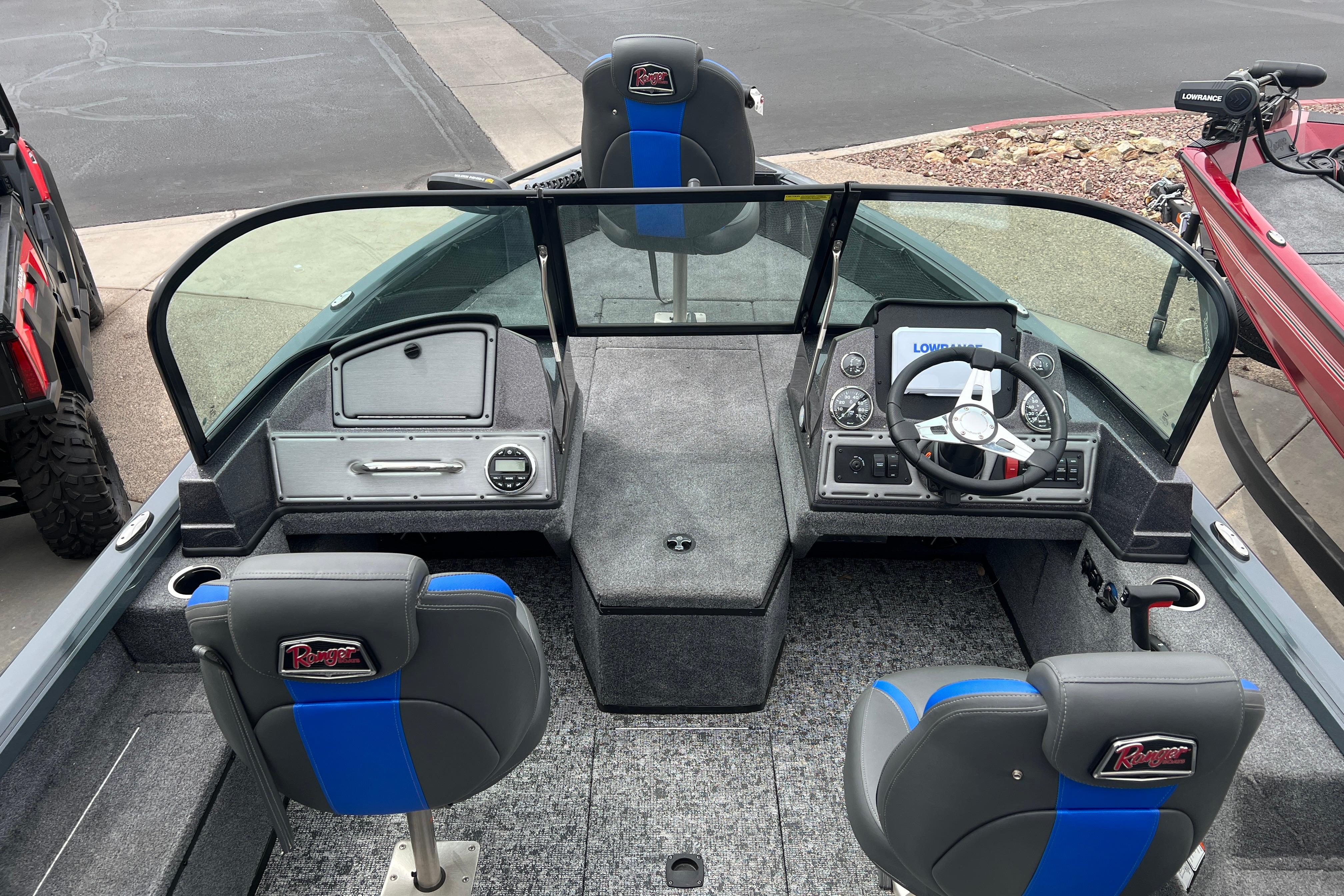 2026 Ranger VS1682SC Angler boat interior with steering console and seating.