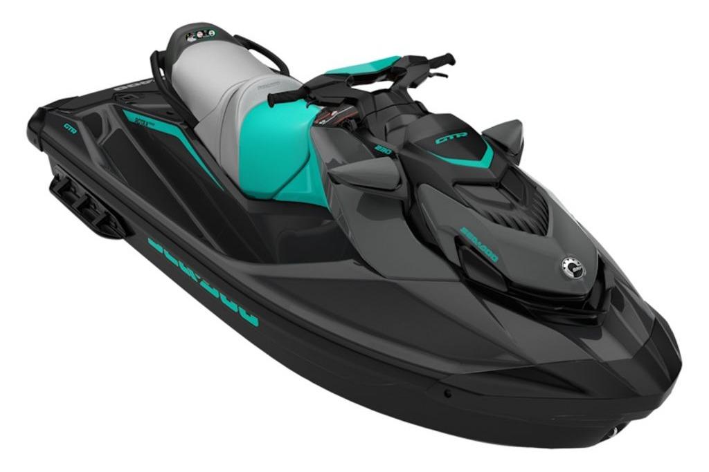 2026 Sea-Doo GTR 230 jet ski in sleek black and teal design.