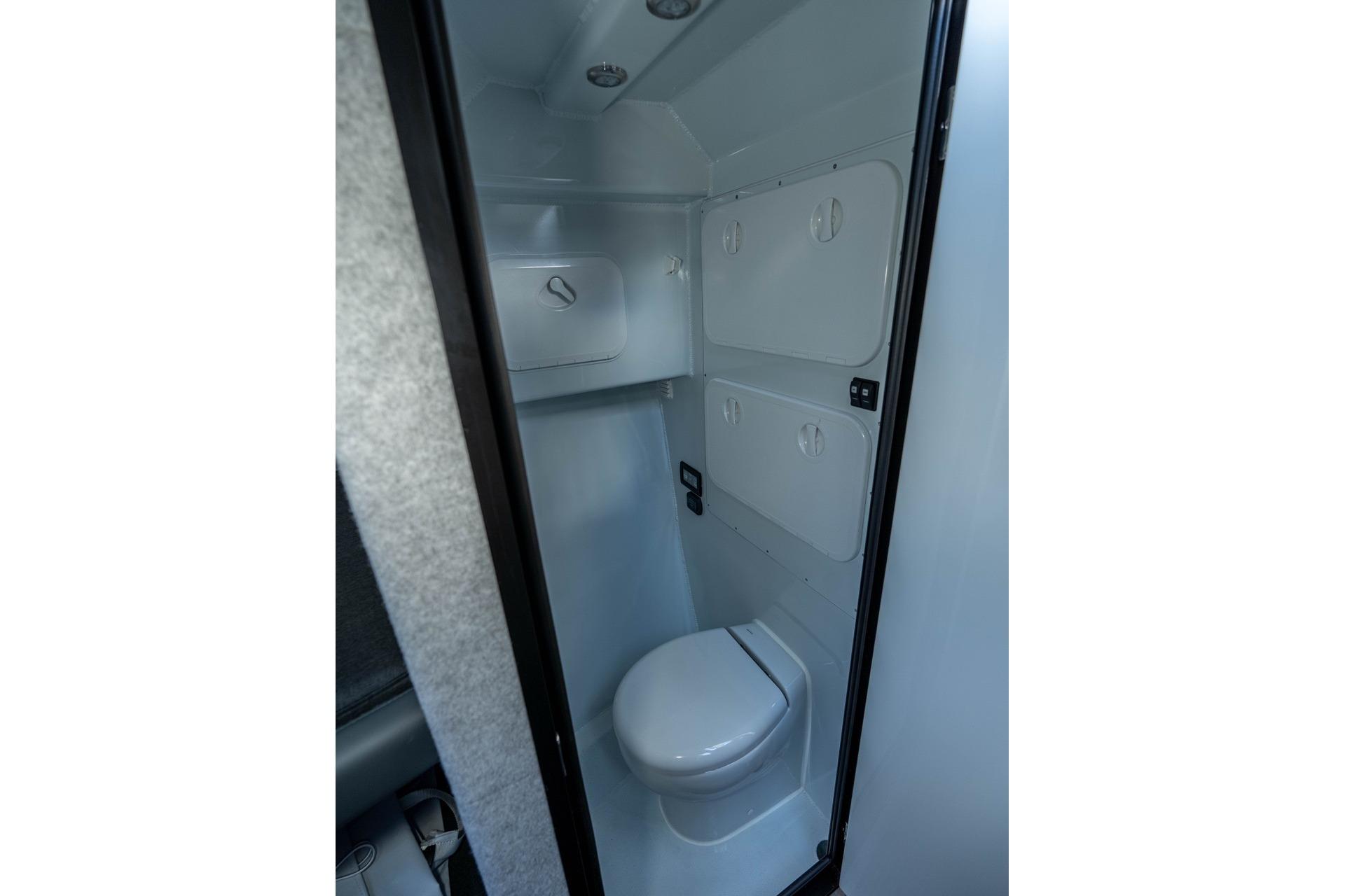 Compact bathroom in 2025 Makaira Gen 3 36, featuring modern design and efficient space utilization.