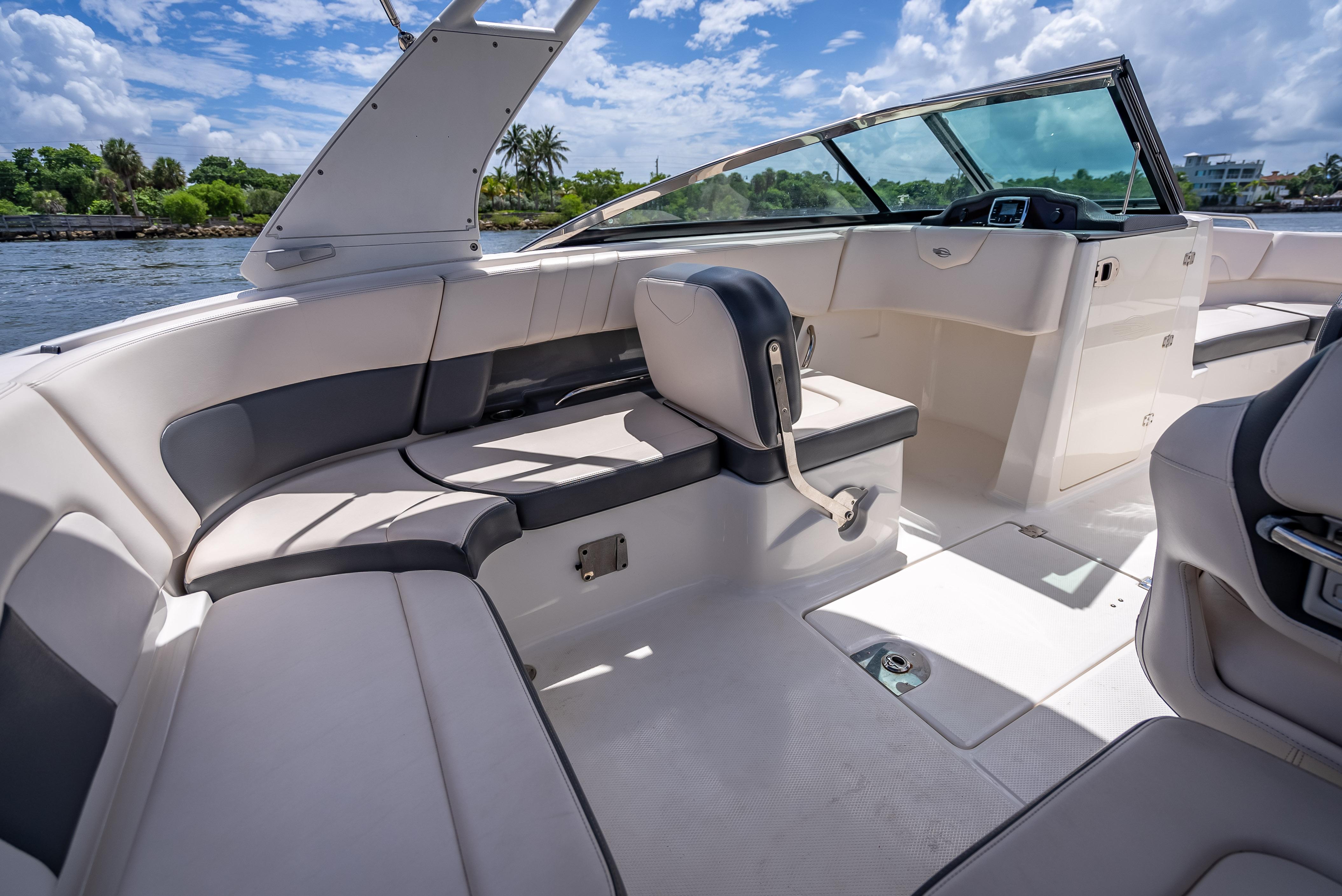 2017 Chaparral 227 SSX boat interior with sleek seating and modern design.