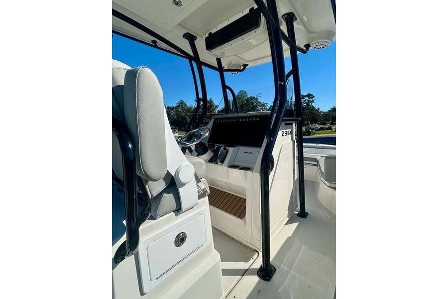2026 Ranger 2360 Bay boat interior with modern helm and seating.