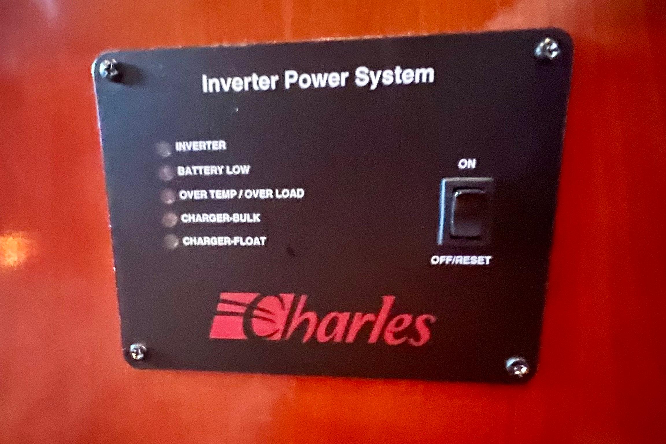 Inverter power system panel on 2005 Carver 56 Voyager yacht.