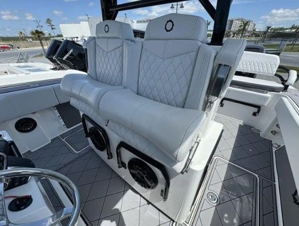 Luxurious seating in Fountain 38 Tournament Edition boat, 2023 model.