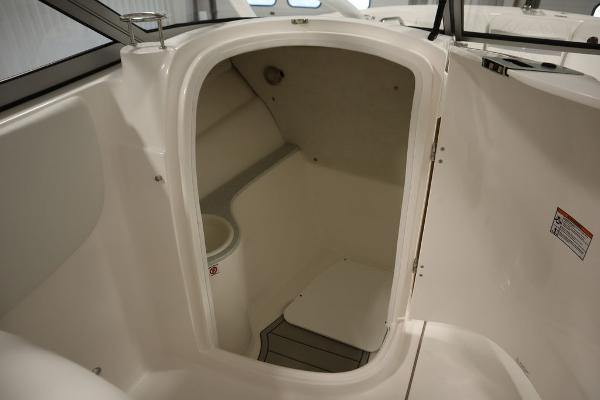 2025 Sea Fox 228 Traveler boat interior cabin with storage space.