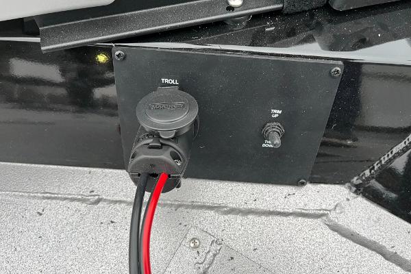 2024 Lowe Legacy trolling motor plug and trim control panel.