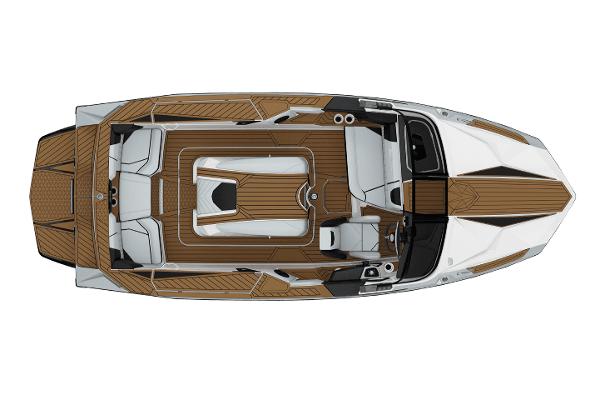 Manufacturer Provided Image: 2024 Nautique Ski boat, top view, showcasing sleek design and spacious interior.