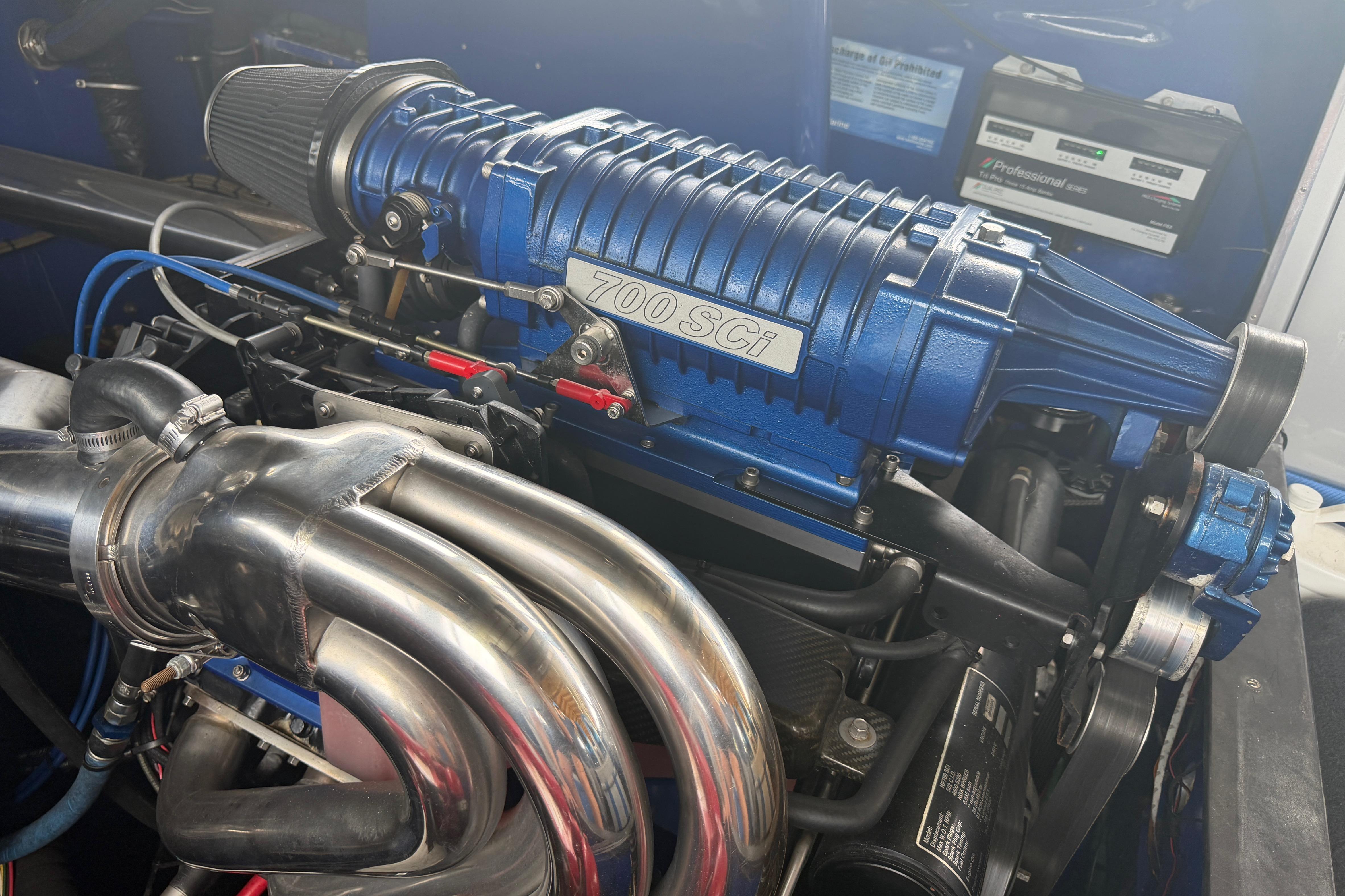 Engine of 2013 Nor-Tech 477 SPX Vee Bottom with 700 SCi supercharger.