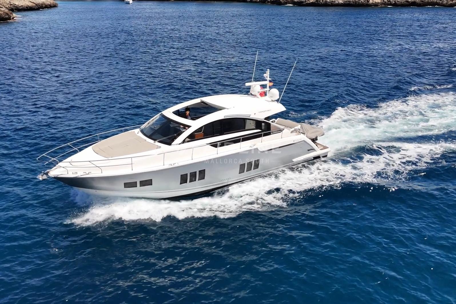 2012 Fairline Targa 50 GT yacht cruising on blue ocean waters.