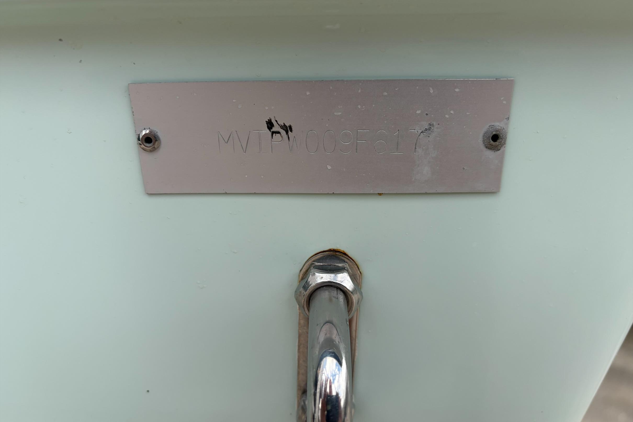 2017 Pathfinder 2200 TRS boat identification plate with visible serial number.