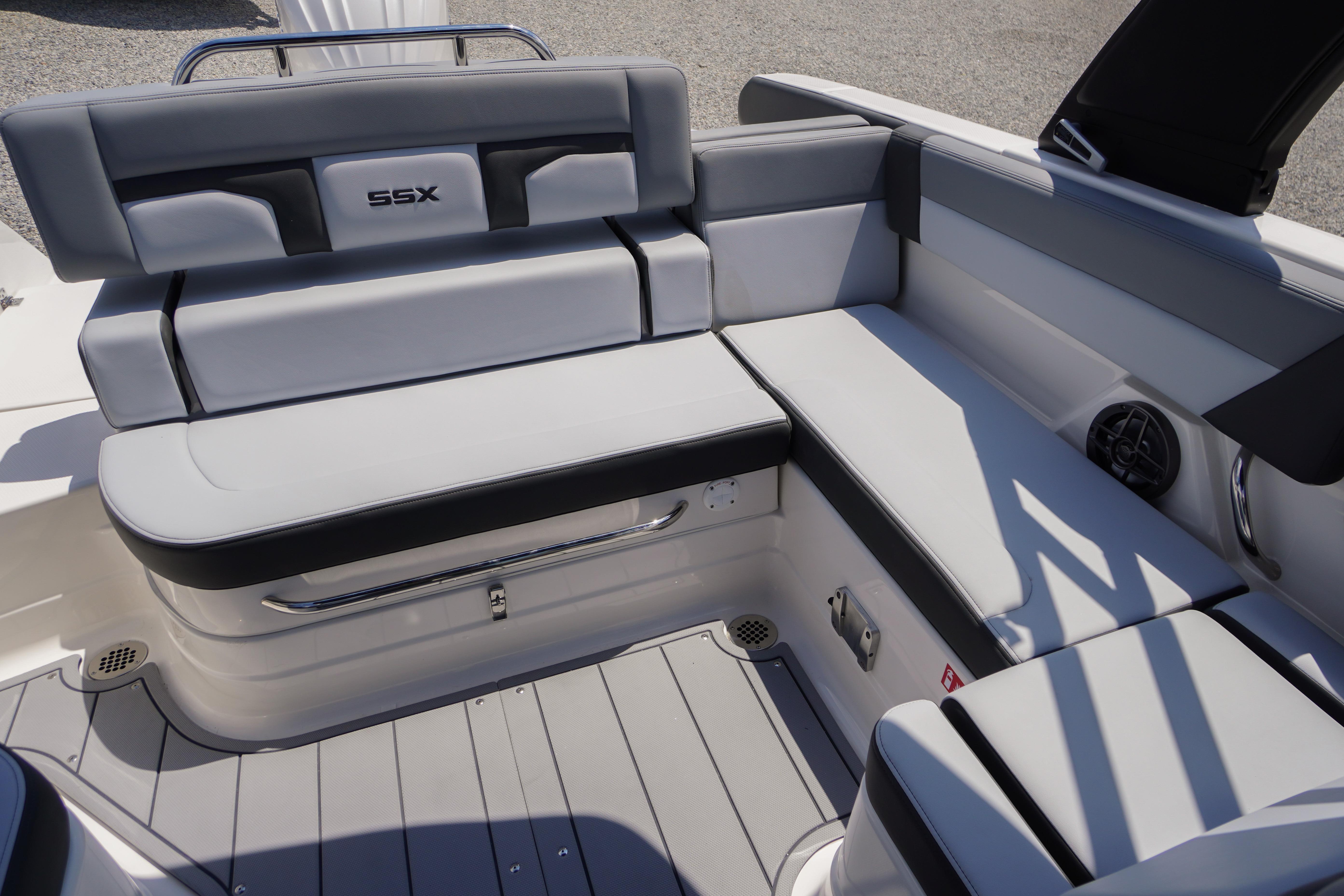 2026 Chaparral SSX 4 boat interior with sleek, modern seating and stylish design.