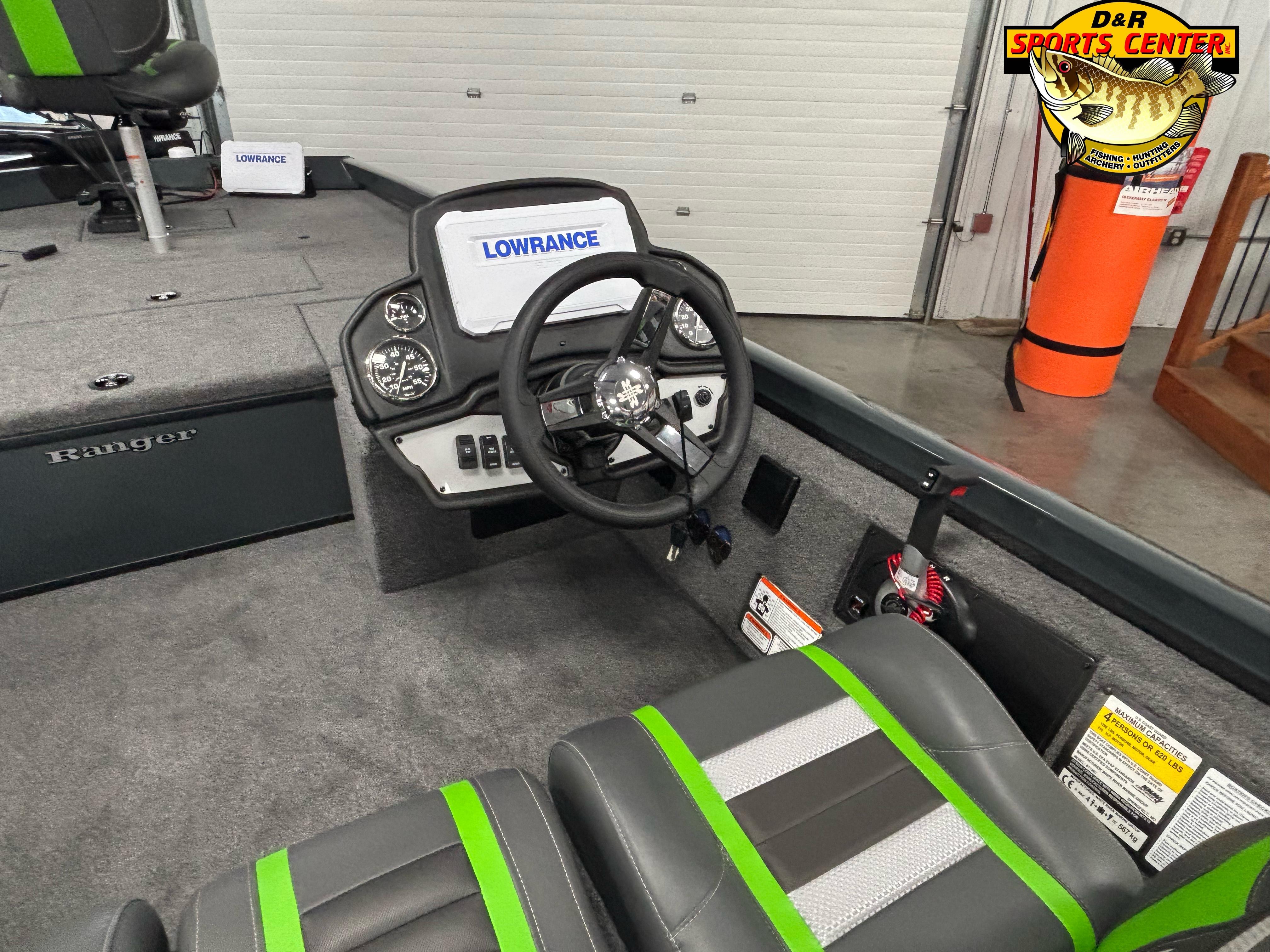 2025 Ranger RT188C boat interior with Lowrance electronics and steering wheel at D&R Sports Center.