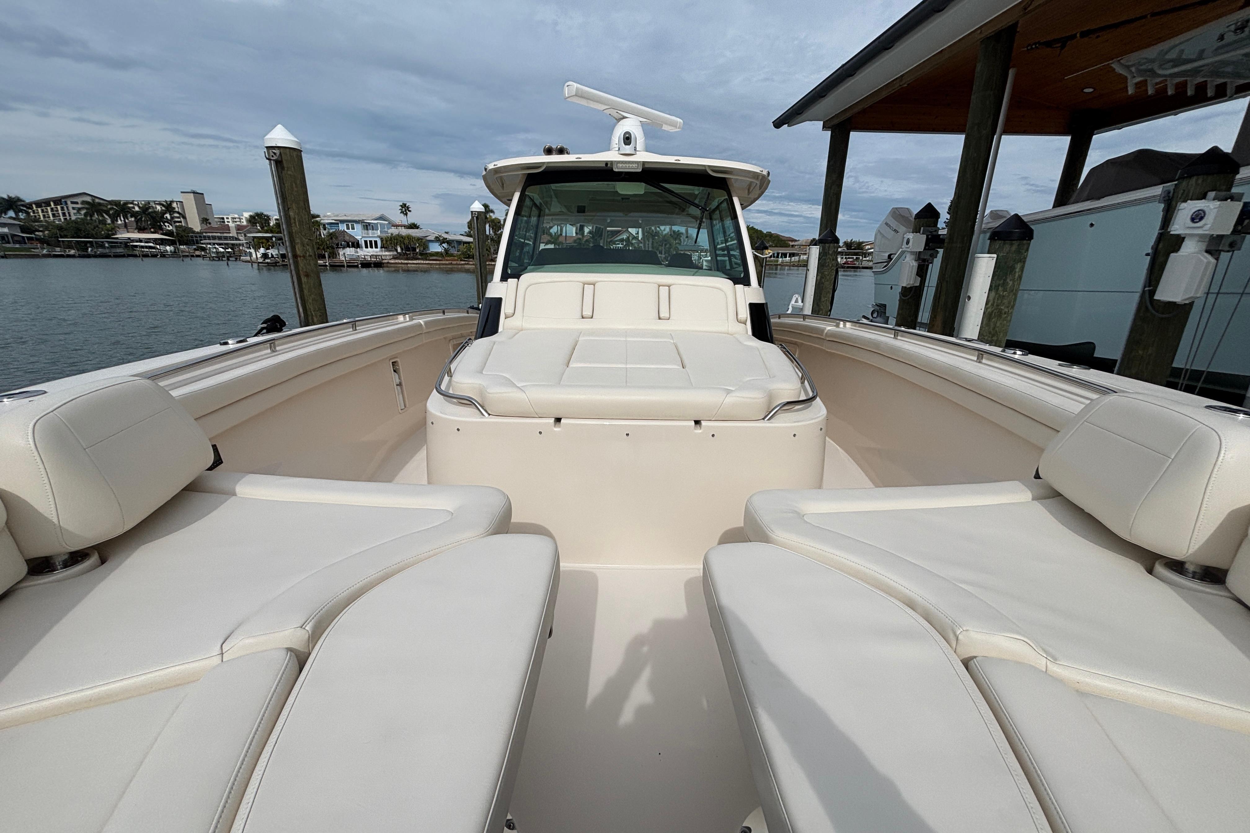 2019 Grady-White Canyon 456 boat interior with spacious seating and sleek design.