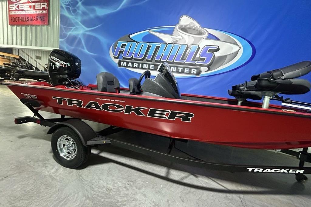 2026 Tracker Pro Team 175 Crappie Edition boat displayed at Foothills Marine Center.