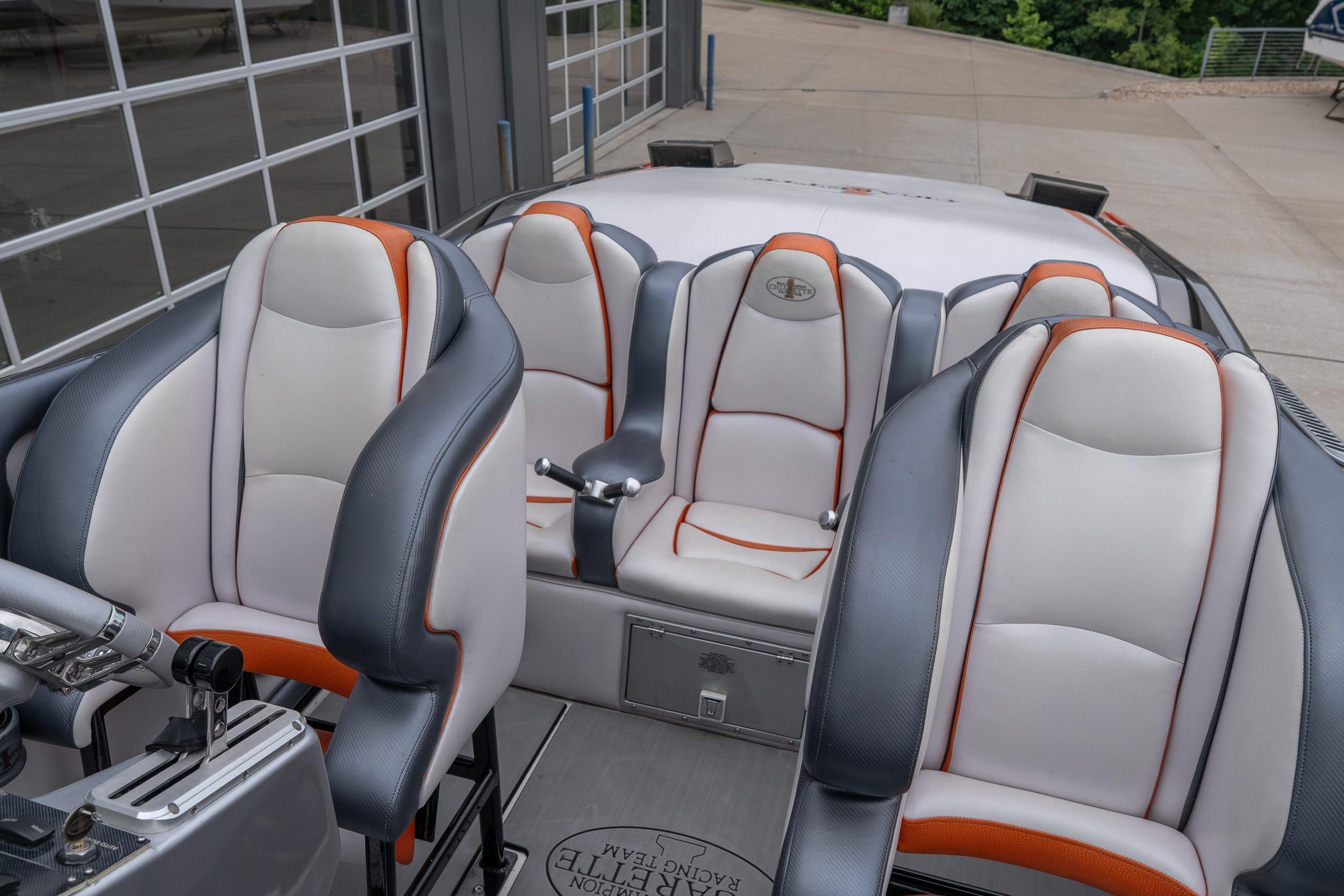 2006 Cigarette 39' Top Gun Unlimited boat interior with sleek, modern seating design.