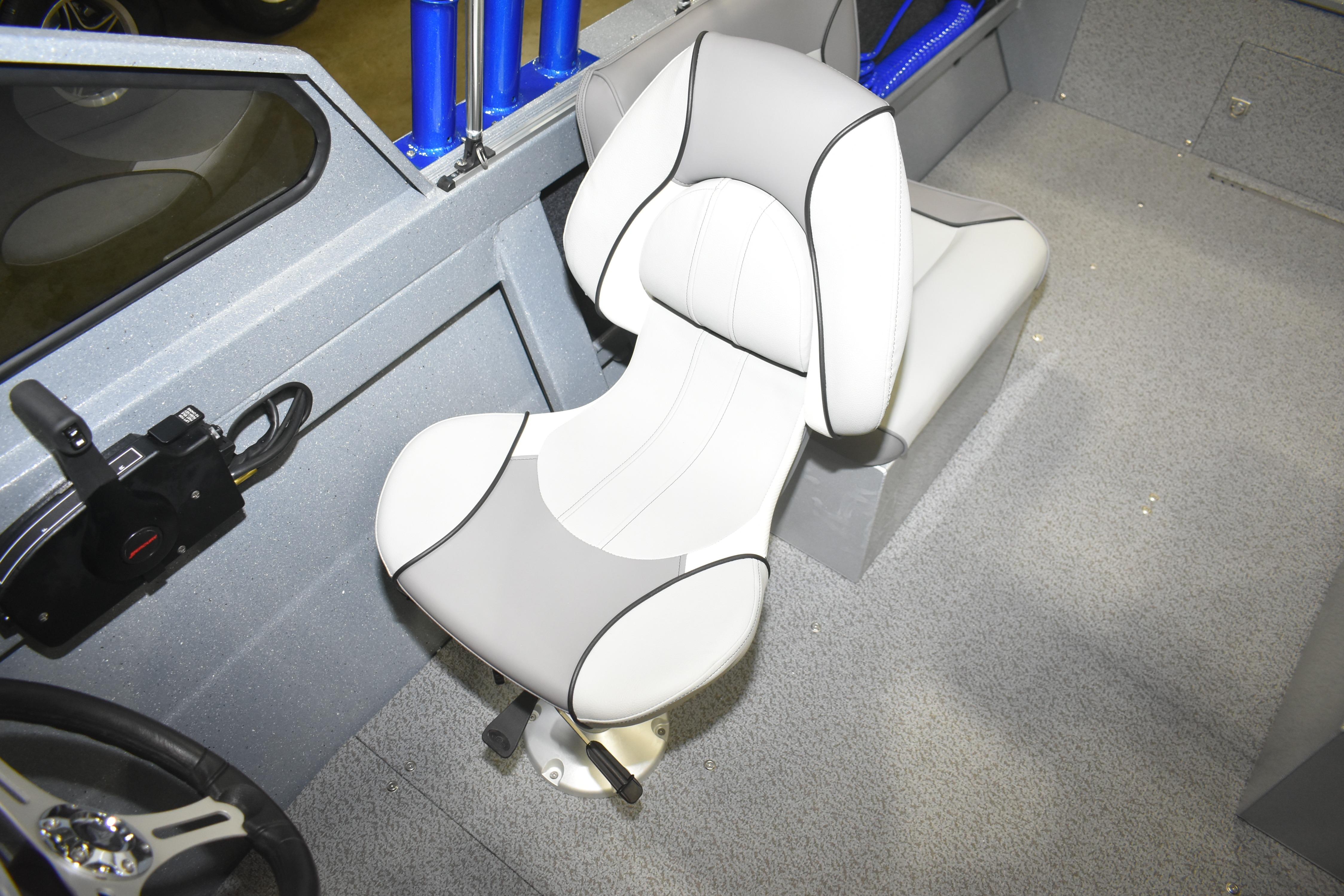 Interior of 2026 KingFisher 1825 Falcon boat with modern seating and controls.