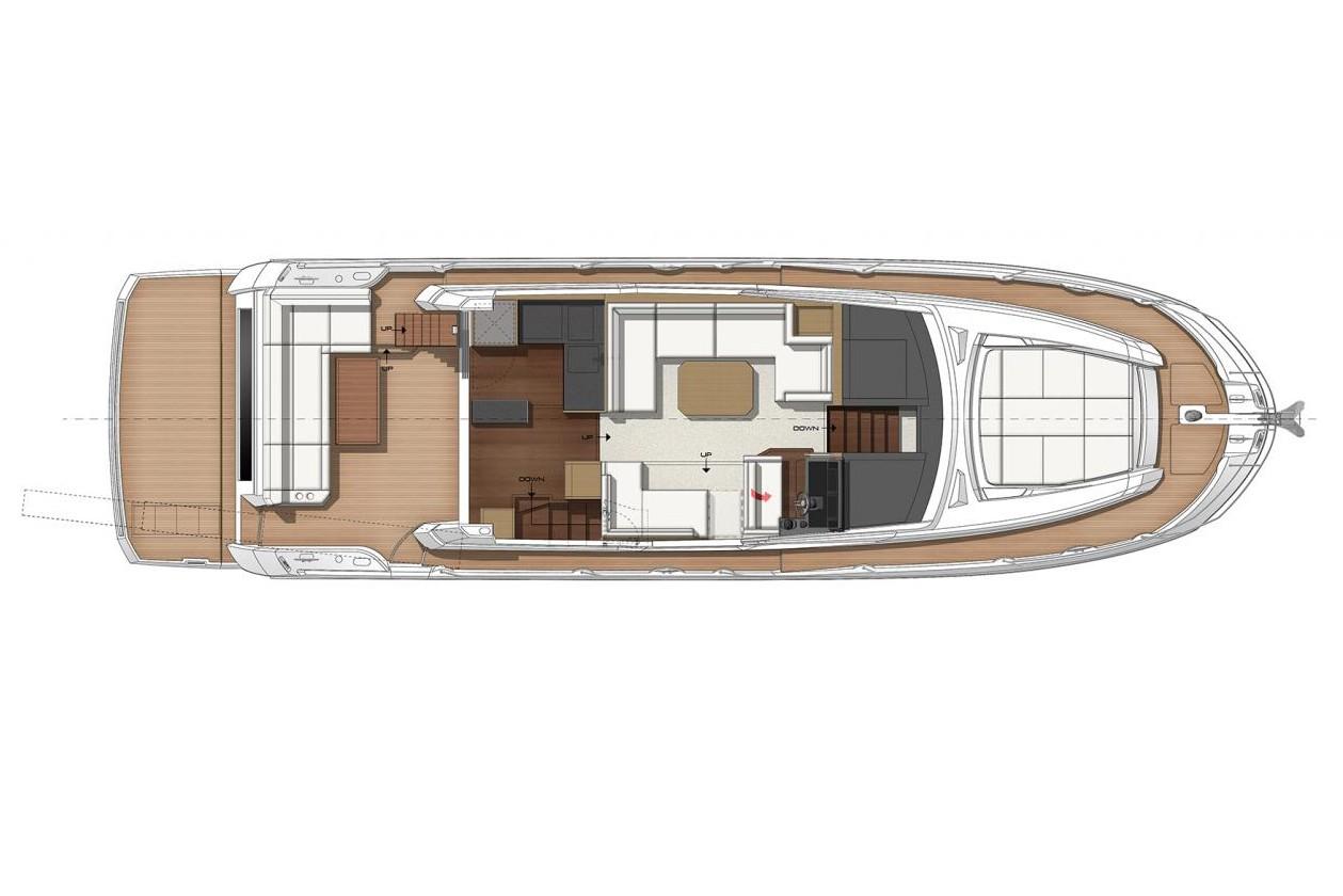 Manufacturer Provided Image: Top view layout of 2022 Prestige 520 S yacht interior design.
