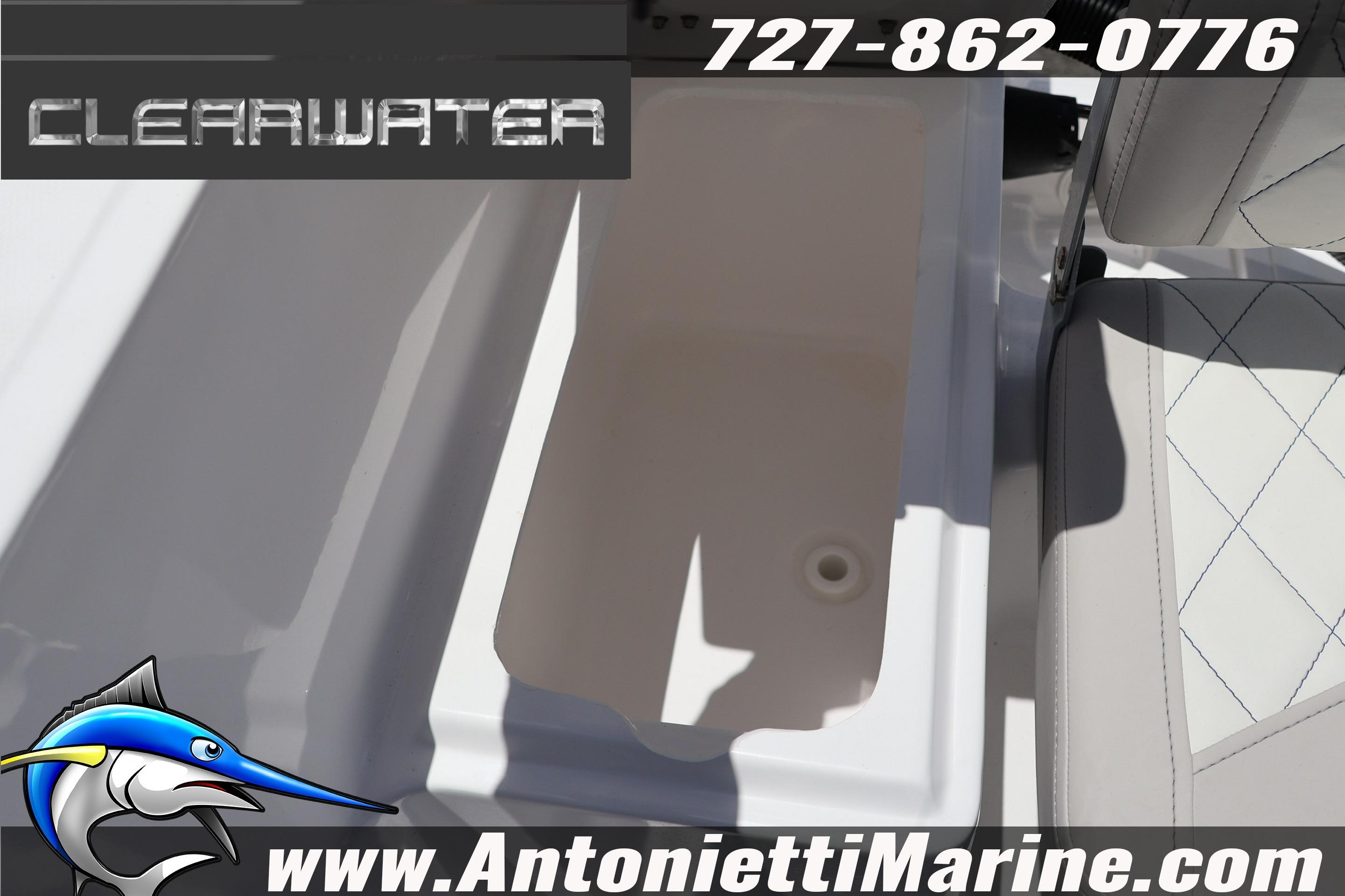 2026 Clearwater 2000 Center Console boat interior with seating and storage compartment.