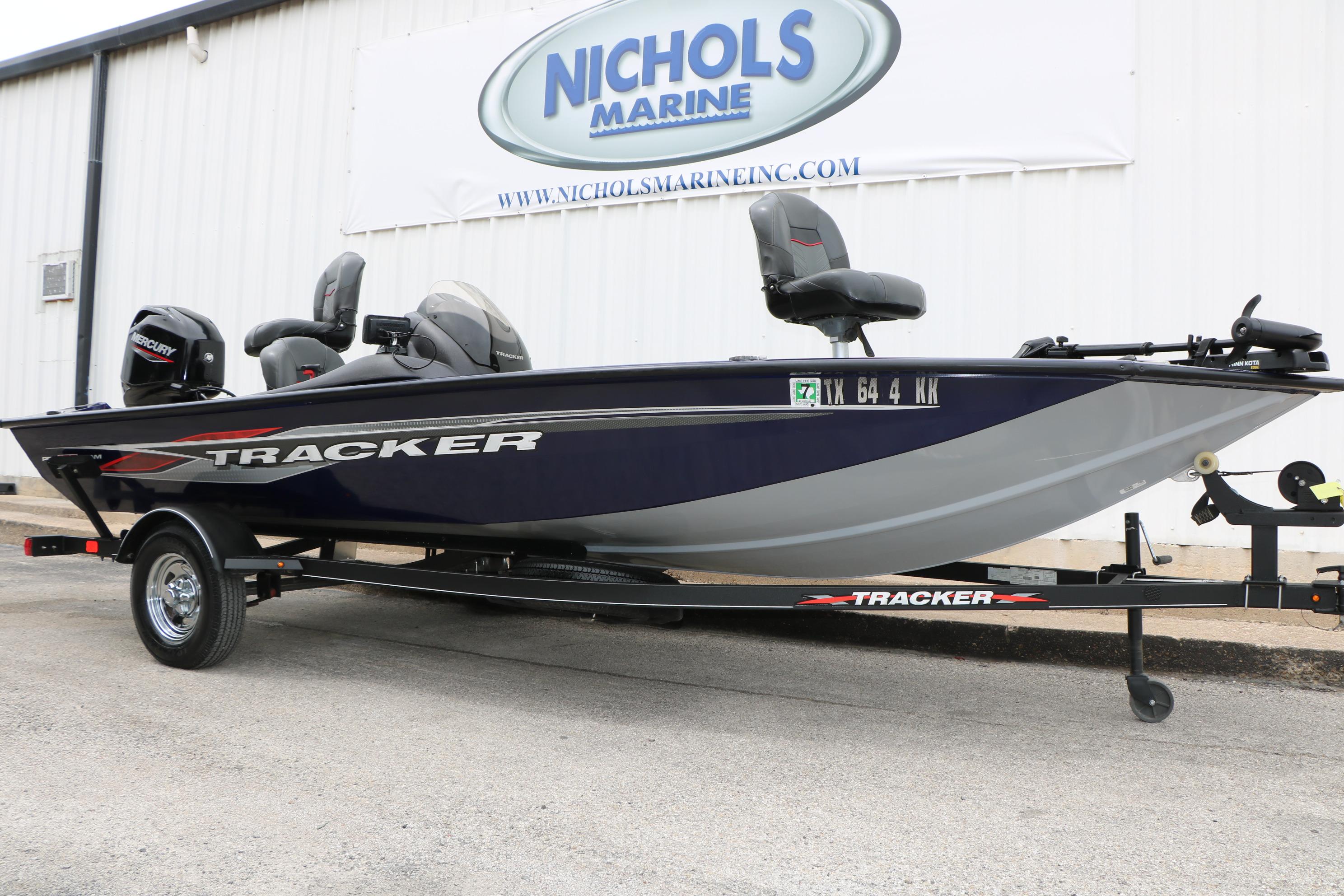 2022 Tracker Pro Team 175 TF boat on trailer at Nichols Marine dealership.