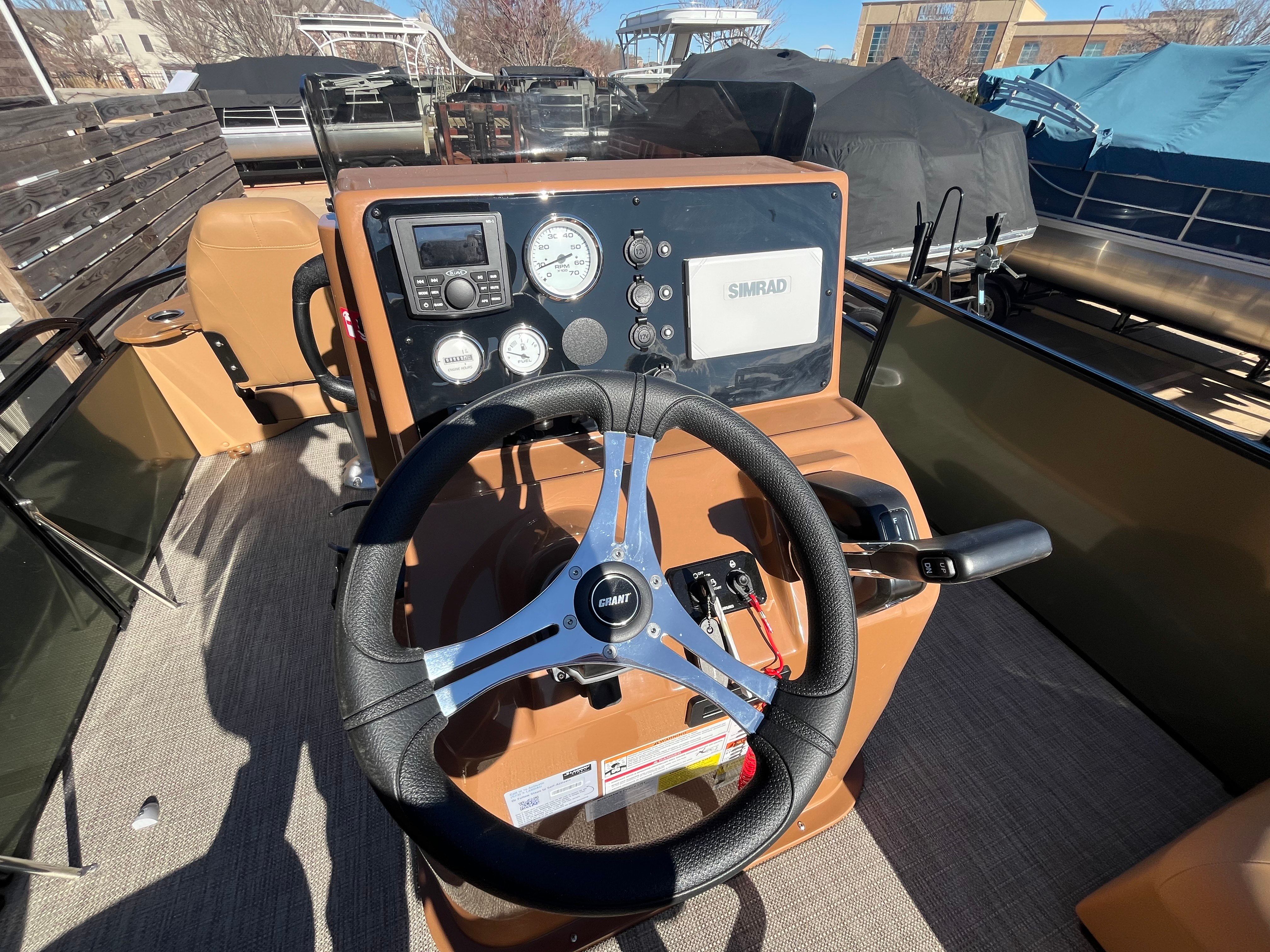 2026 Landau Alure 21CC Fish helm with Simrad display.