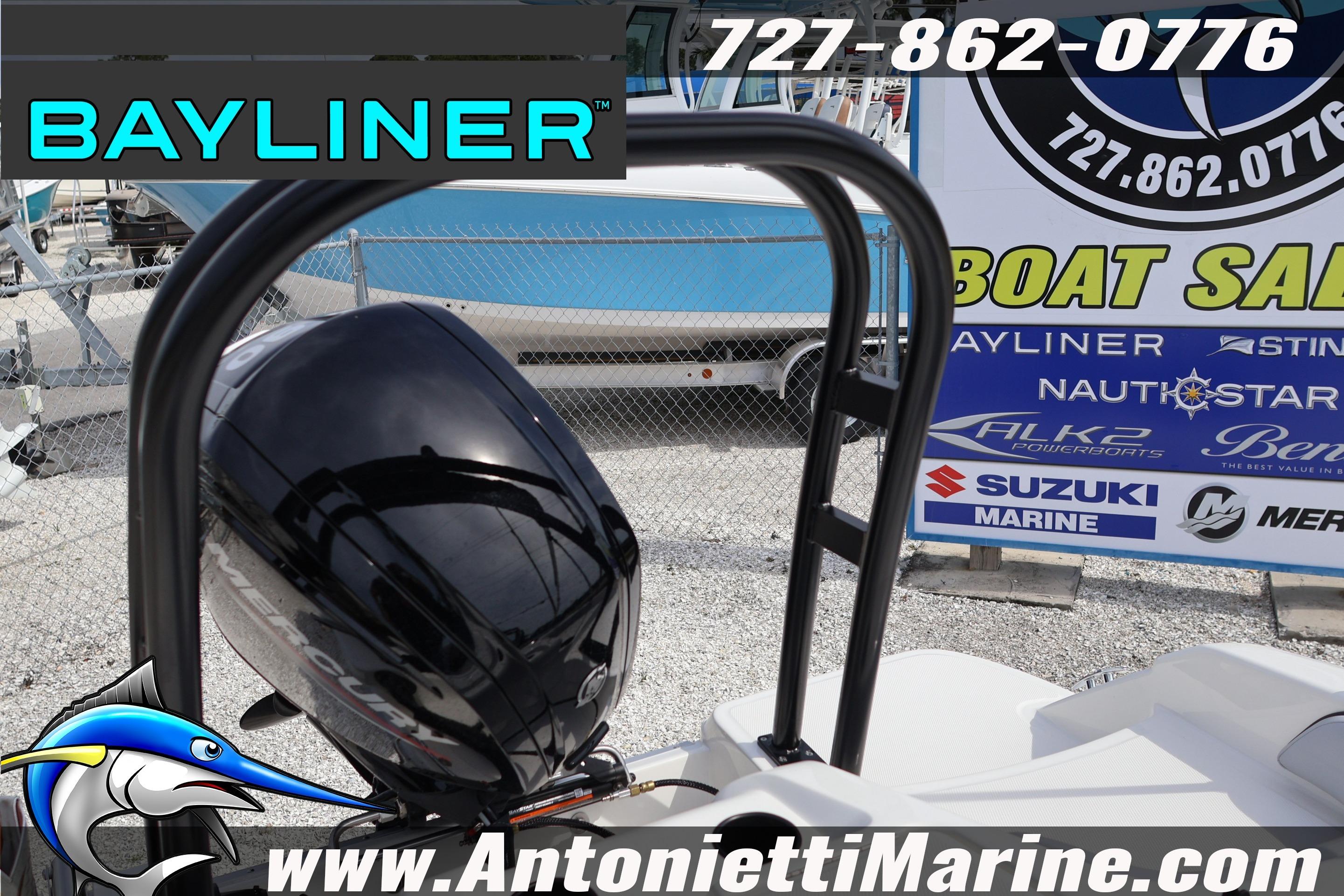 2026 Bayliner Element M17 boat displayed at Antonietti Marine sales event.