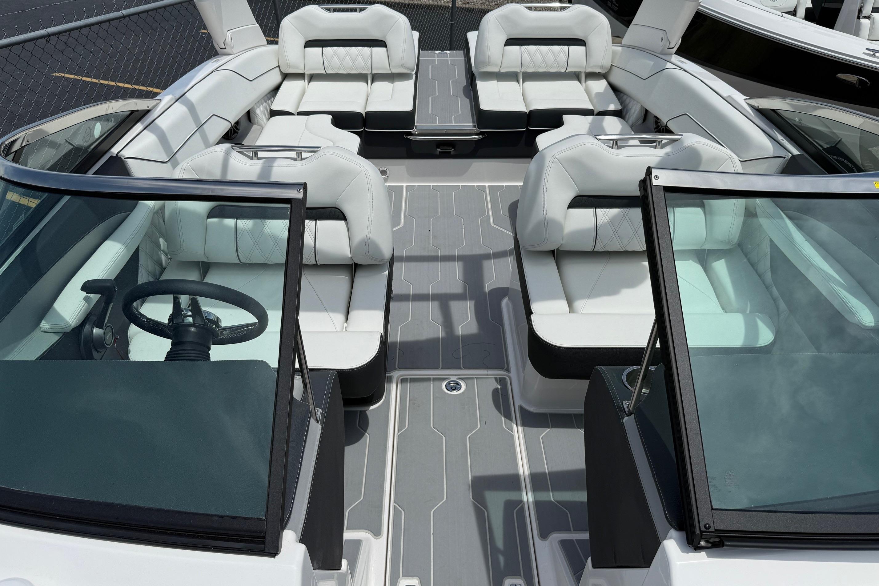 2026 Regal LS4 Surf boat interior with luxurious seating and modern design.