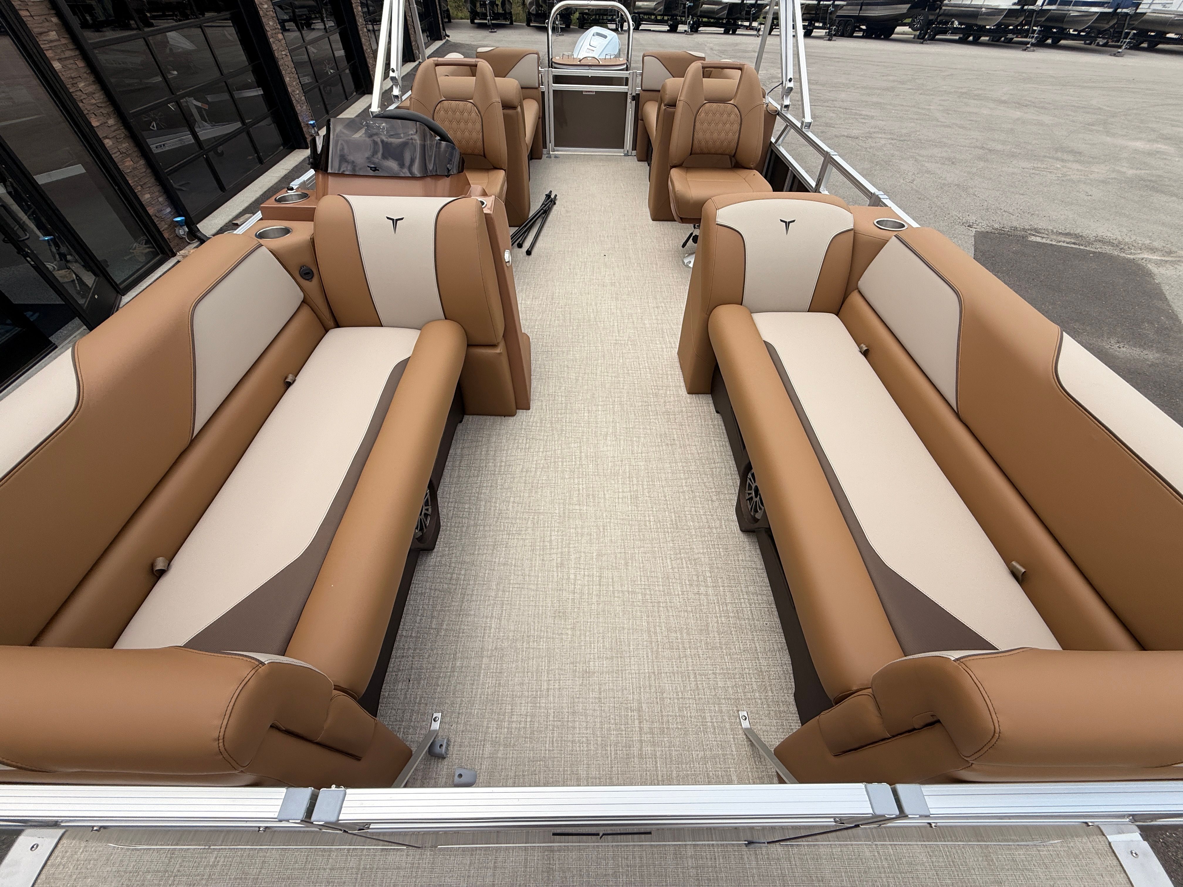 Interior of 2026 Tahoe 2380 Sport Quad Lounger with luxurious seating.