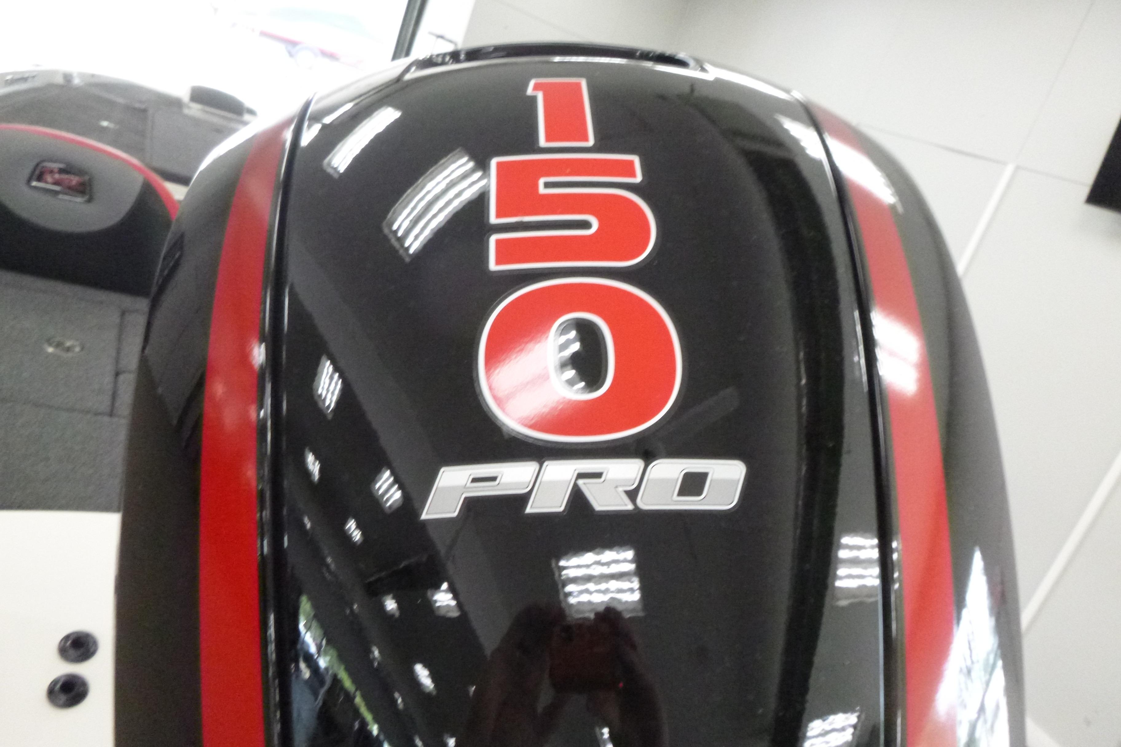 2025 Ranger Z185 boat engine with "150 Pro" branding, black and red design.