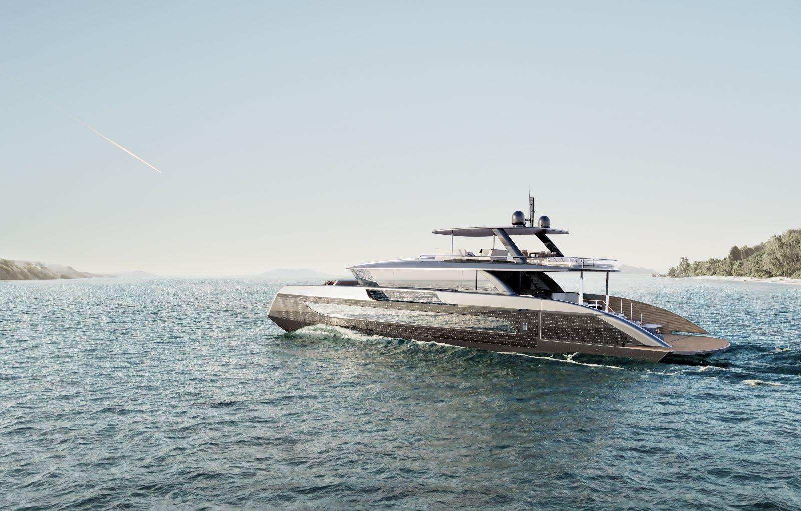 Luxury Sunreef 88 Ultima yacht cruising on open water, 2026 model.