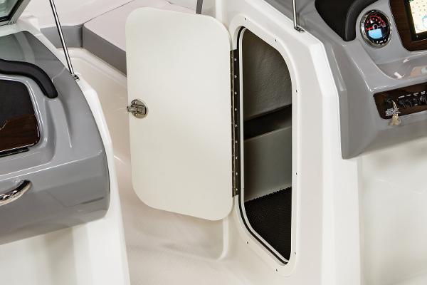 Manufacturer Provided Image: Open storage compartment on 2023 Chaparral 23 SSi boat.