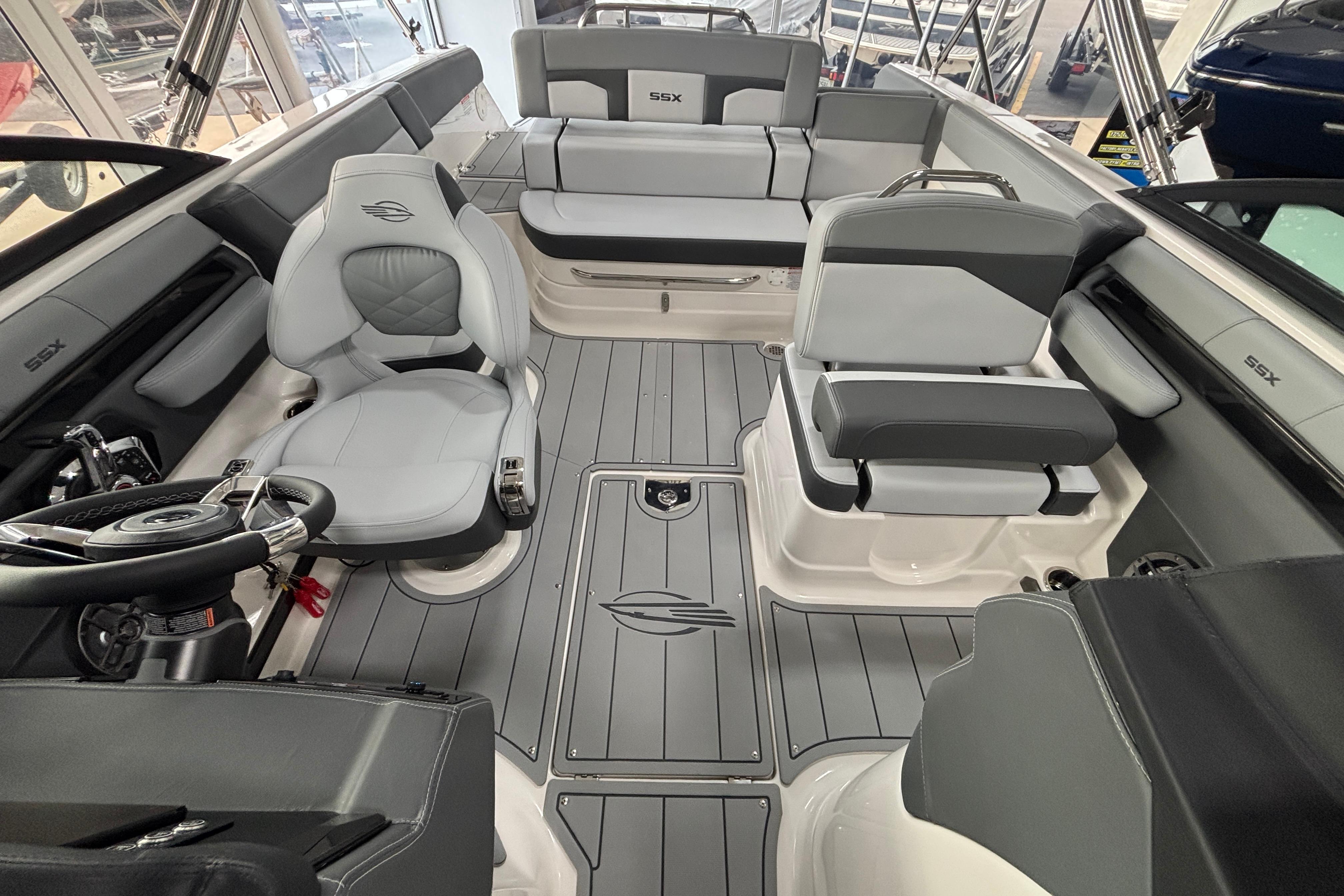 2026 Chaparral SSX 4 boat interior with sleek seating and modern design.