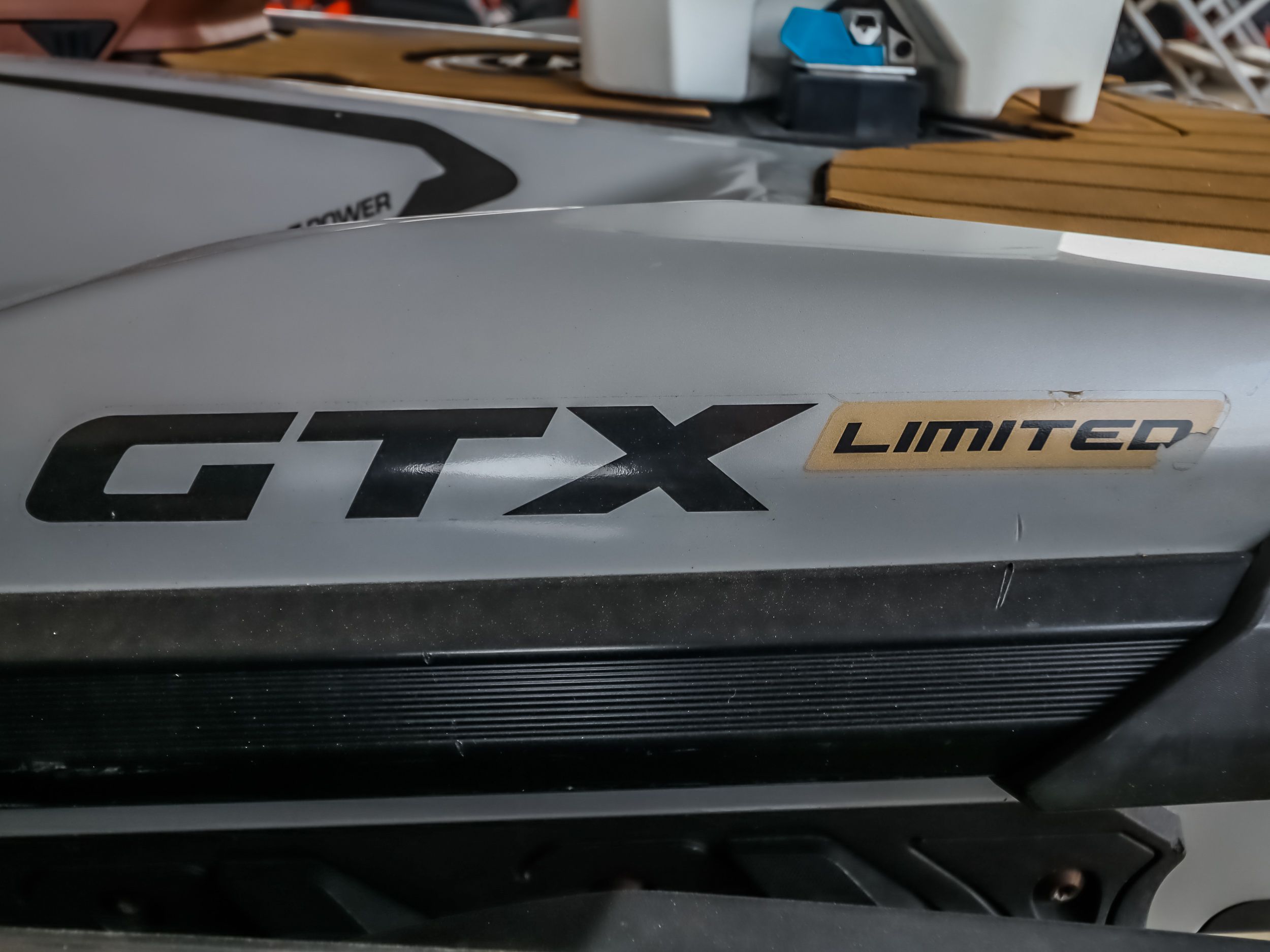 Sea-Doo GTX300 Limited 2018 close-up of logo.
