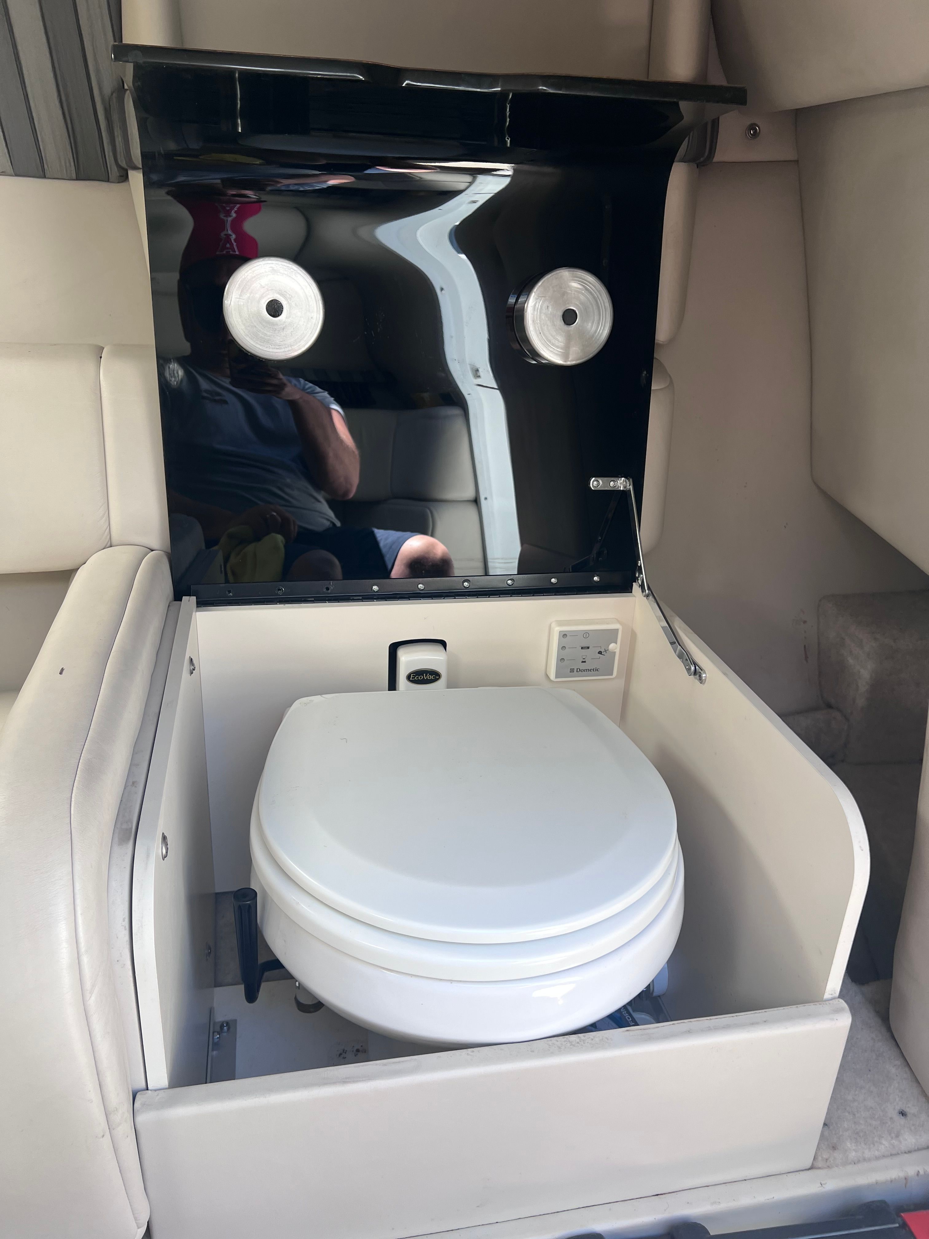 Interior of a 2006 Formula 260 Sun Sport with toilet.
