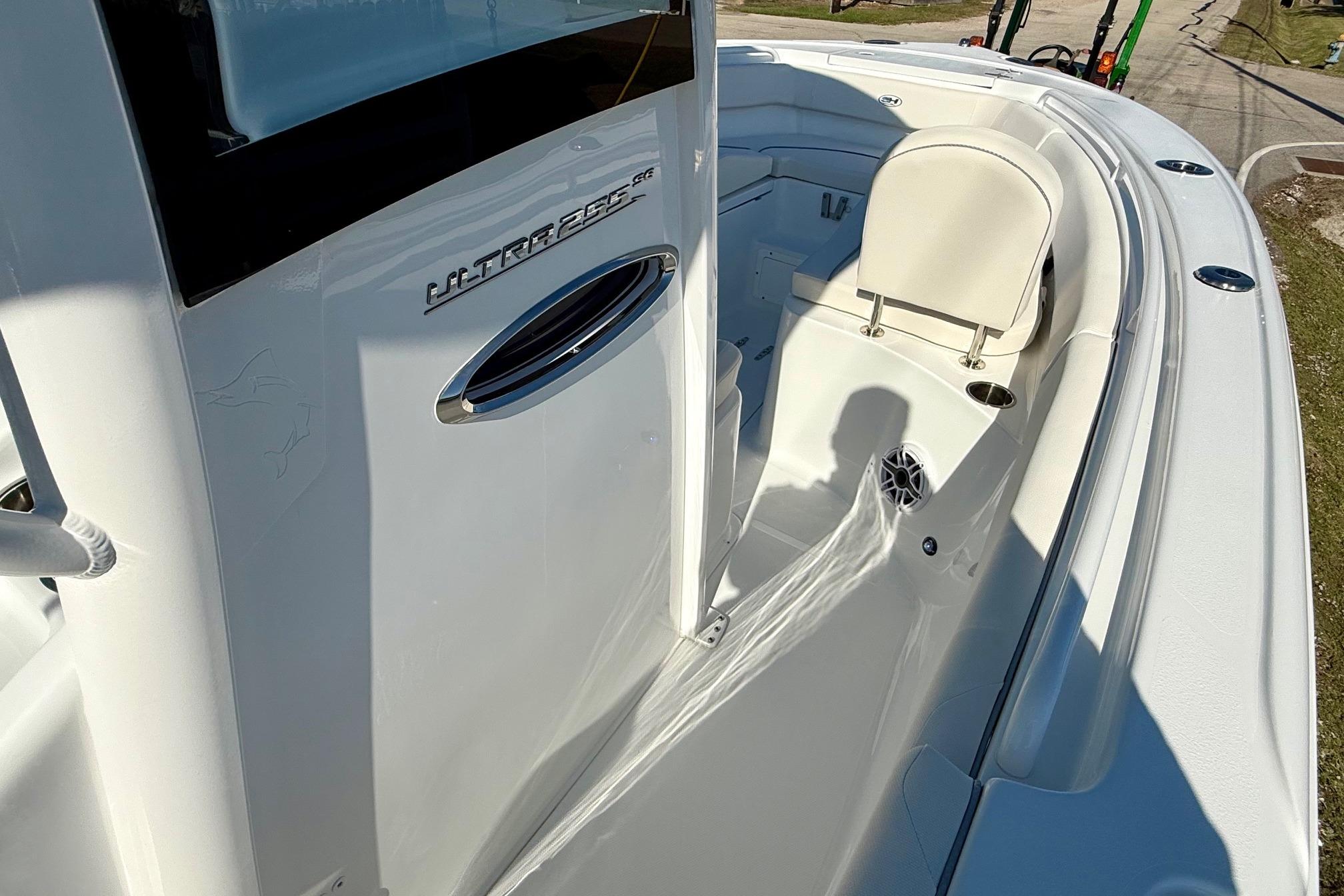 2026 Sea Hunt Ultra 255 SE boat interior with seating and sleek design.