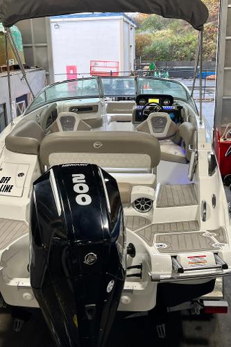 2023 Crownline Eclipse E235 XS boat with Mercury 200 engine, interior view.