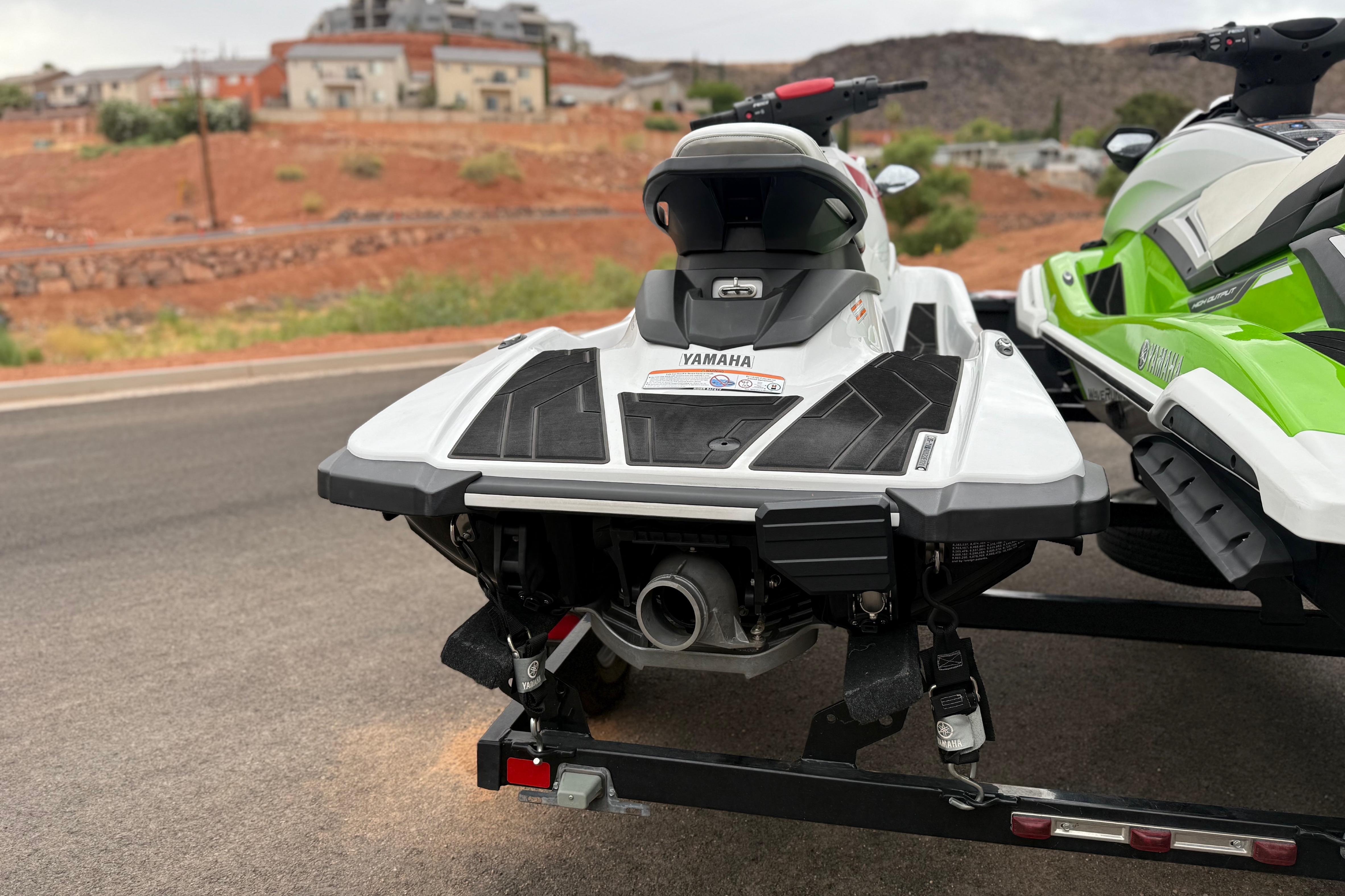 2021 Yamaha WaveRunner EX Limited on trailer, parked on road with scenic background.