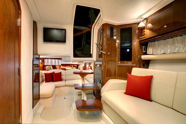 Manufacturer Provided Image: Luxurious interior of 2013 Four Winns Vista 375 yacht with modern furnishings.