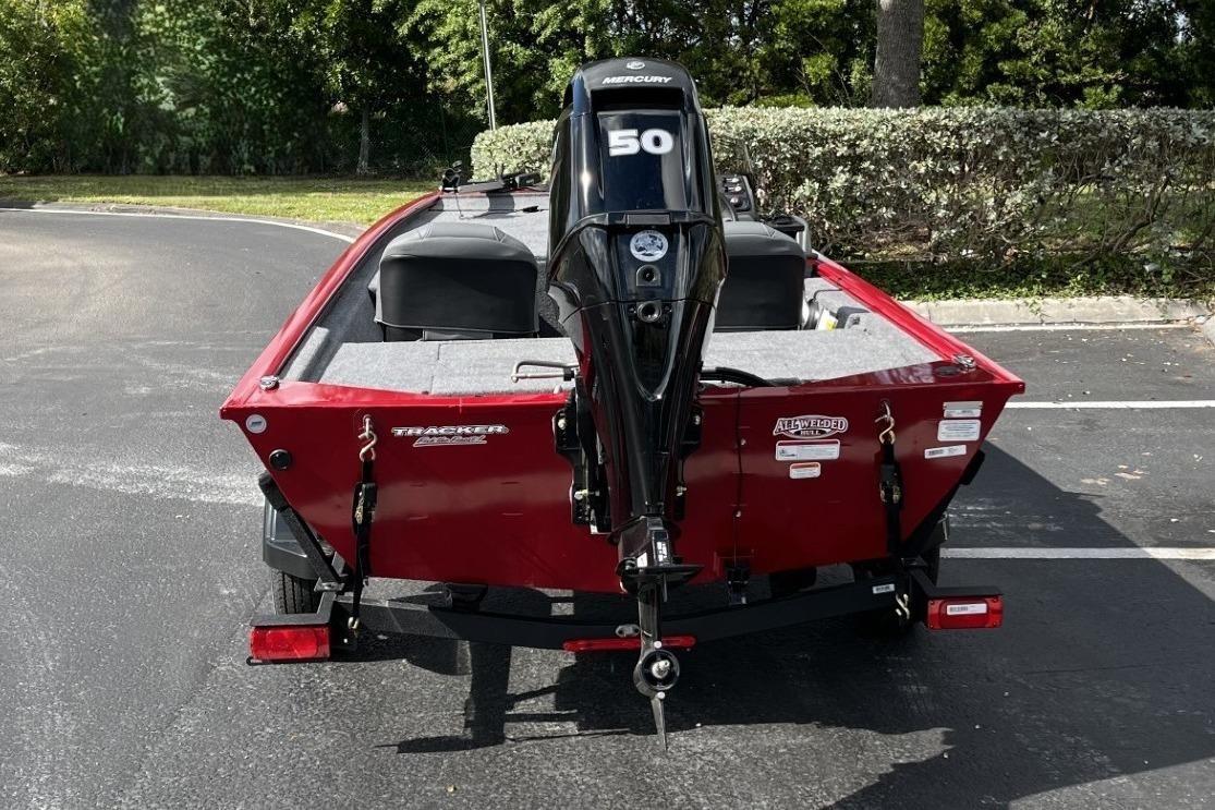 Red 2026 Tracker Pro 170 boat with Mercury 50 engine.