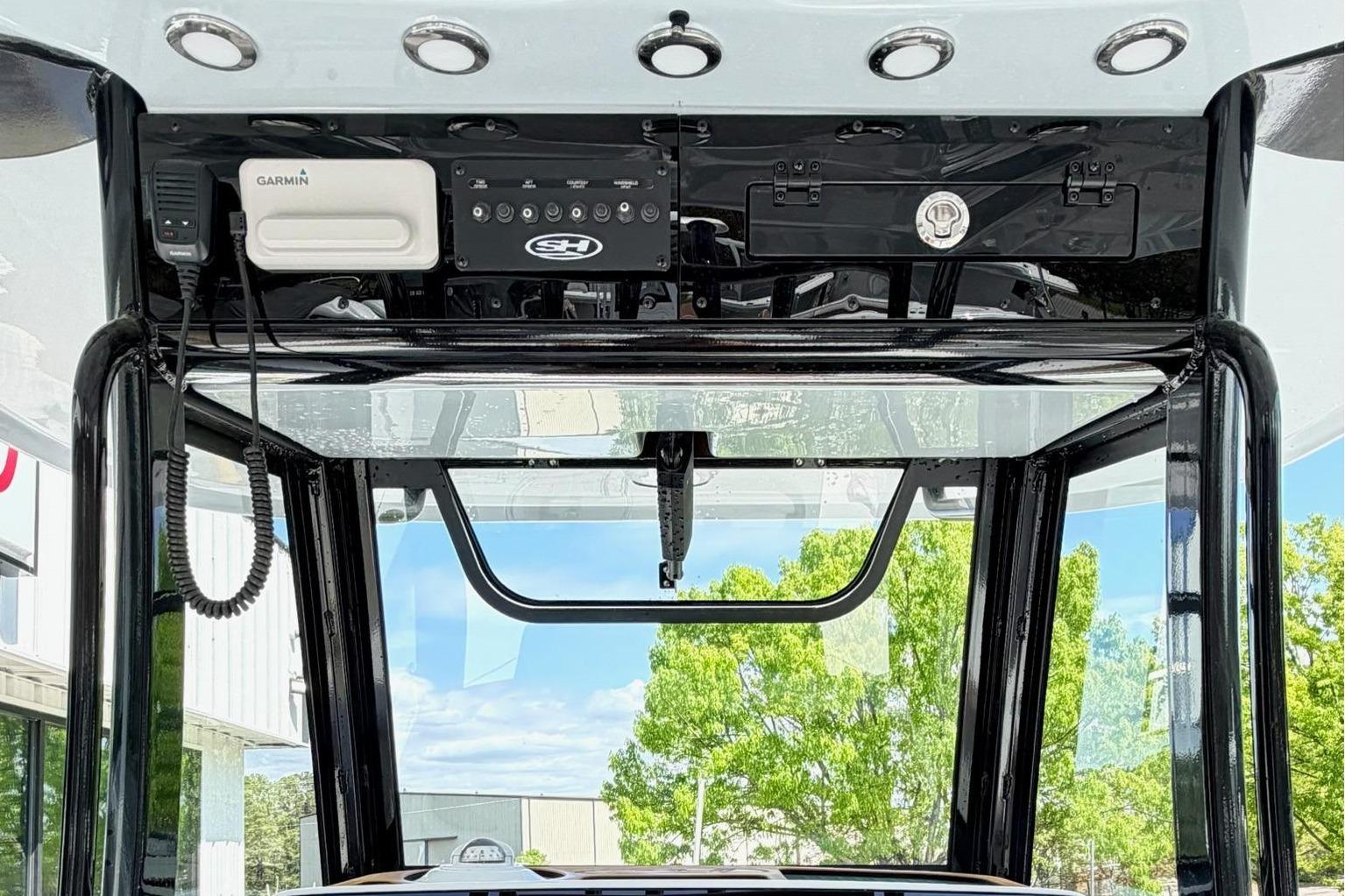 Interior view of 2026 Sea Hunt Ultra 305 Coffin Box with electronics.