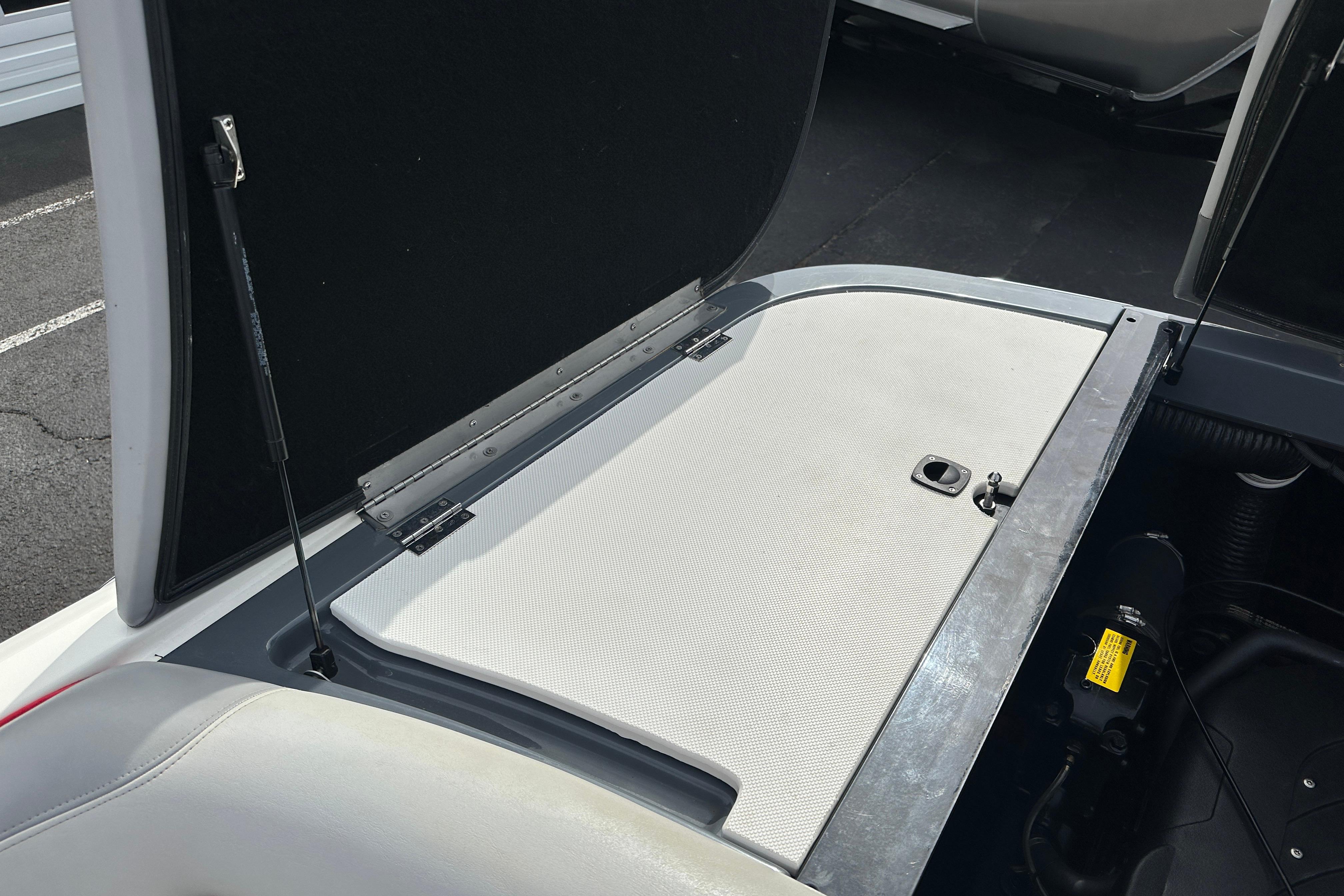 Open engine compartment of 2008 Centurion Enzo SV240 boat, showing interior details.