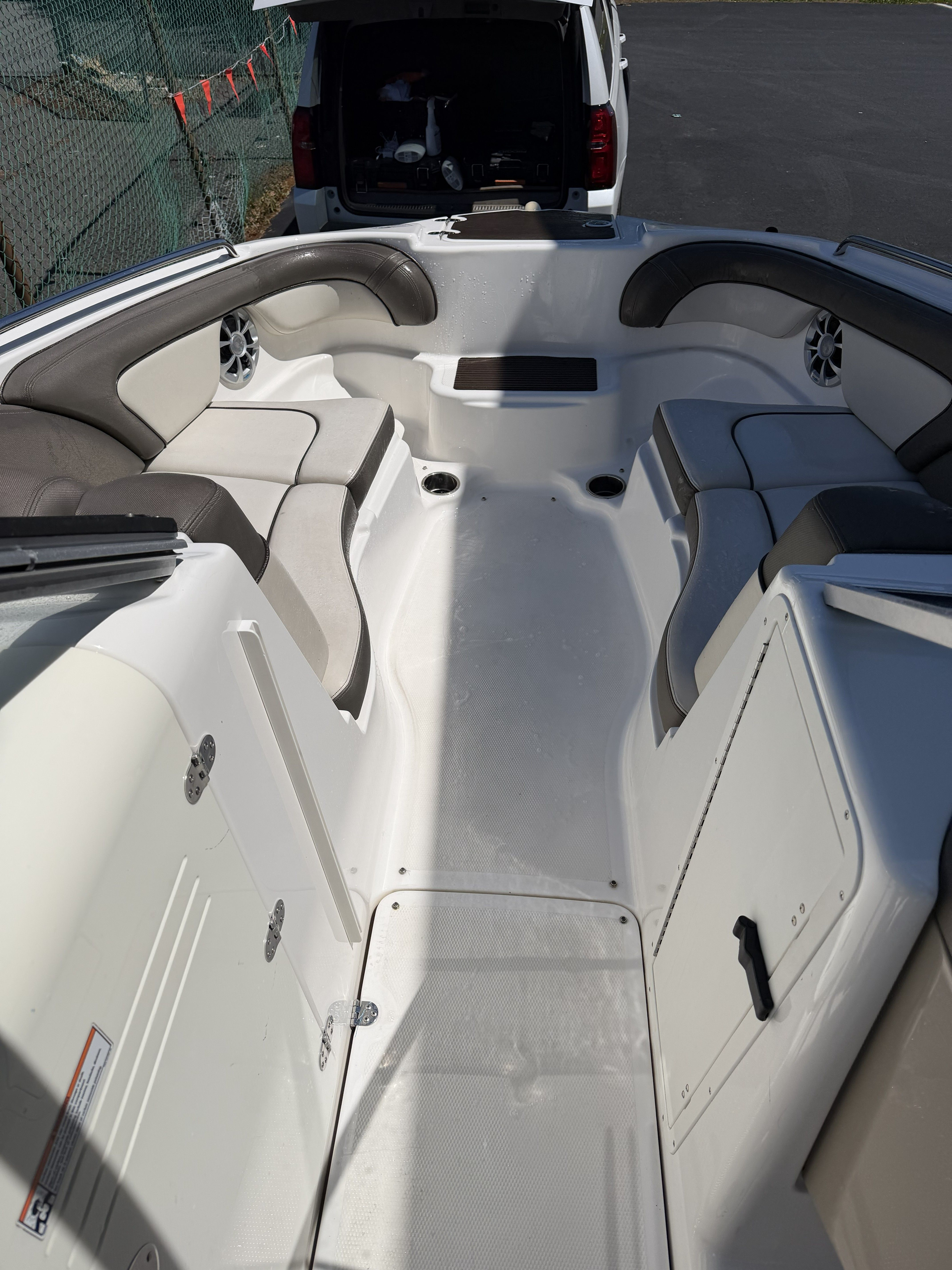 Interior of a 2012 Yamaha Boats 242 with seating.