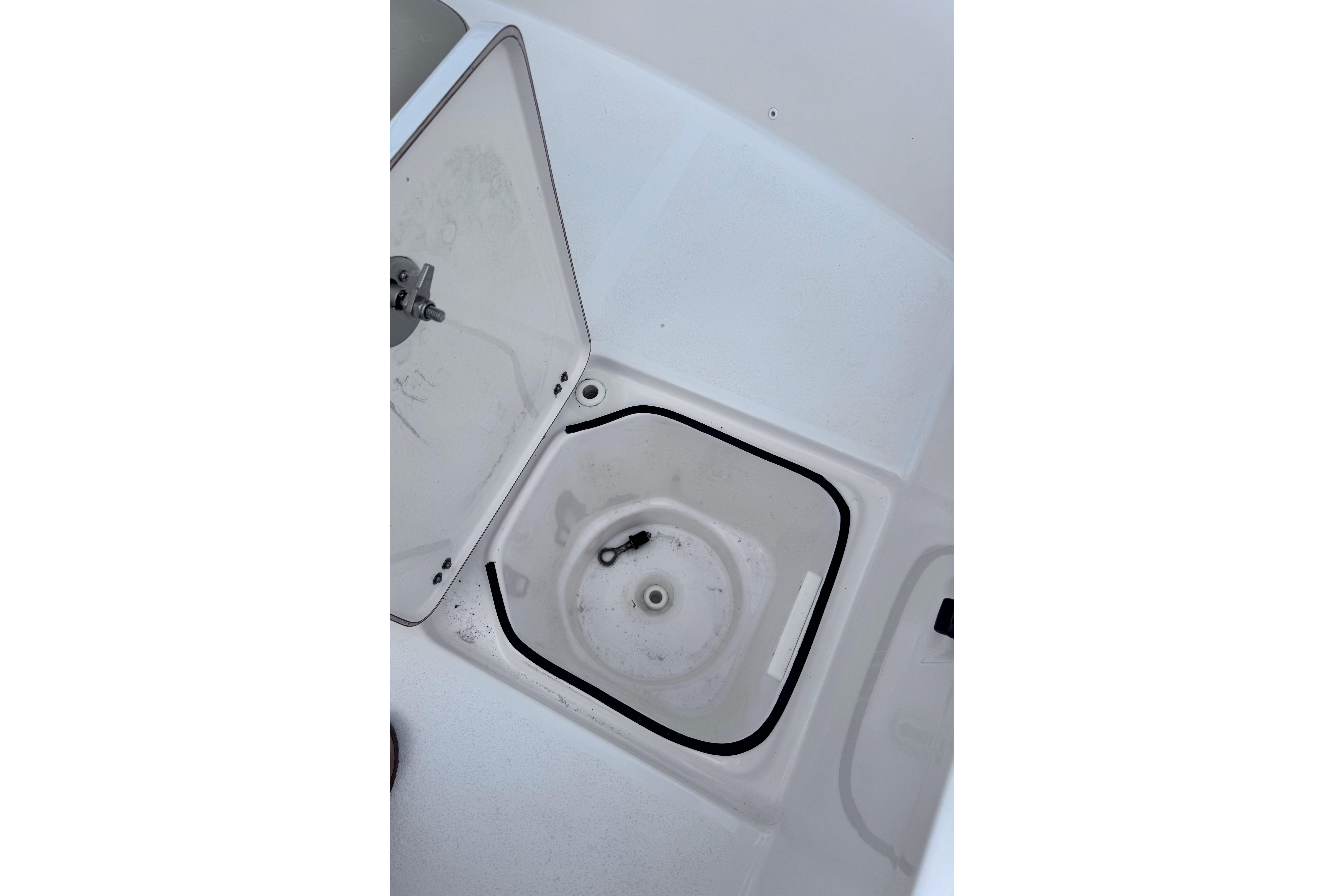 Open storage compartment on 2018 Sea Fox 206 Commander boat.