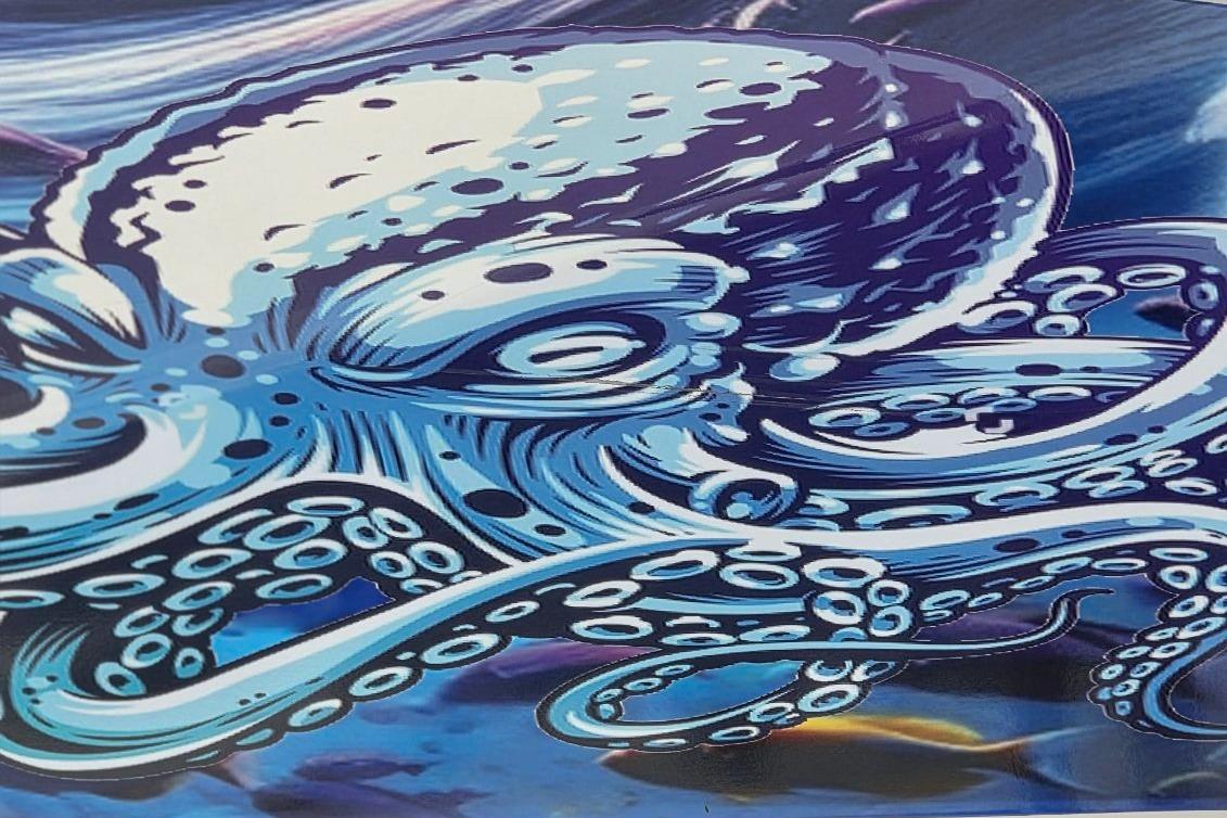 Colorful octopus artwork on 2024 Yamaha Boats 222 FSH Sport E.