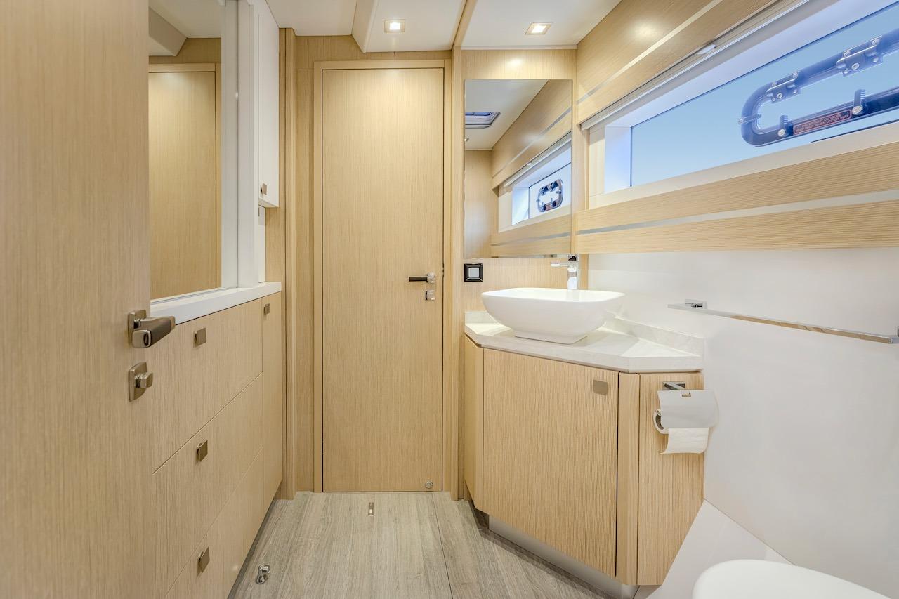 Luxurious bathroom in Privilege Signature 510 yacht, year 2025.