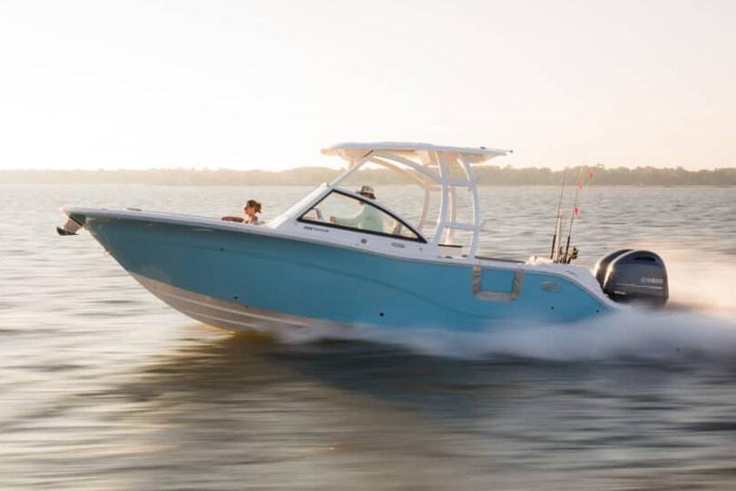 Manufacturer Provided Image: 2025 Sea Fox 268 Traveler boat cruising on open water at sunset.