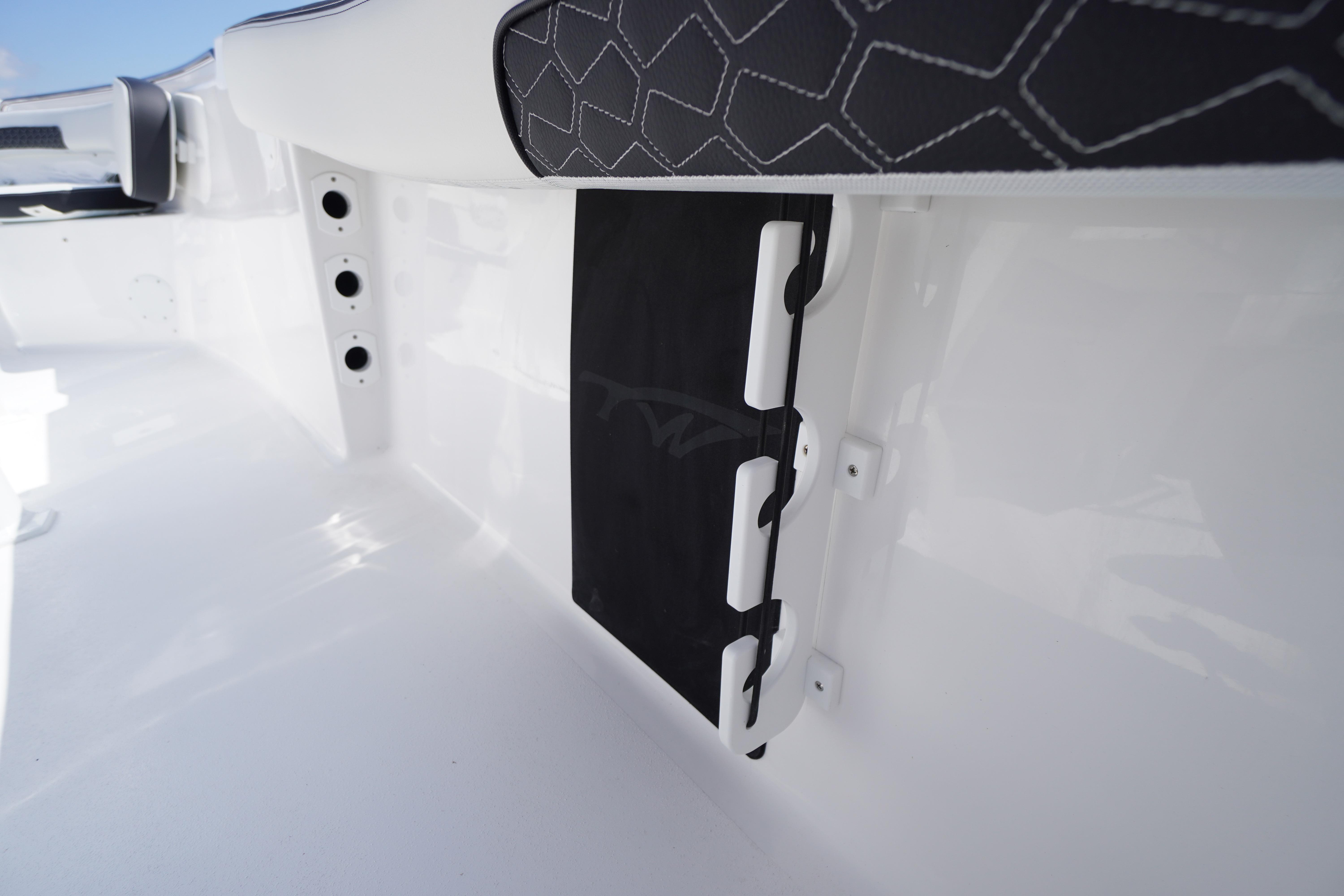 2026 Tidewater 220 CC Adventure boat interior detail with sleek, modern design elements.
